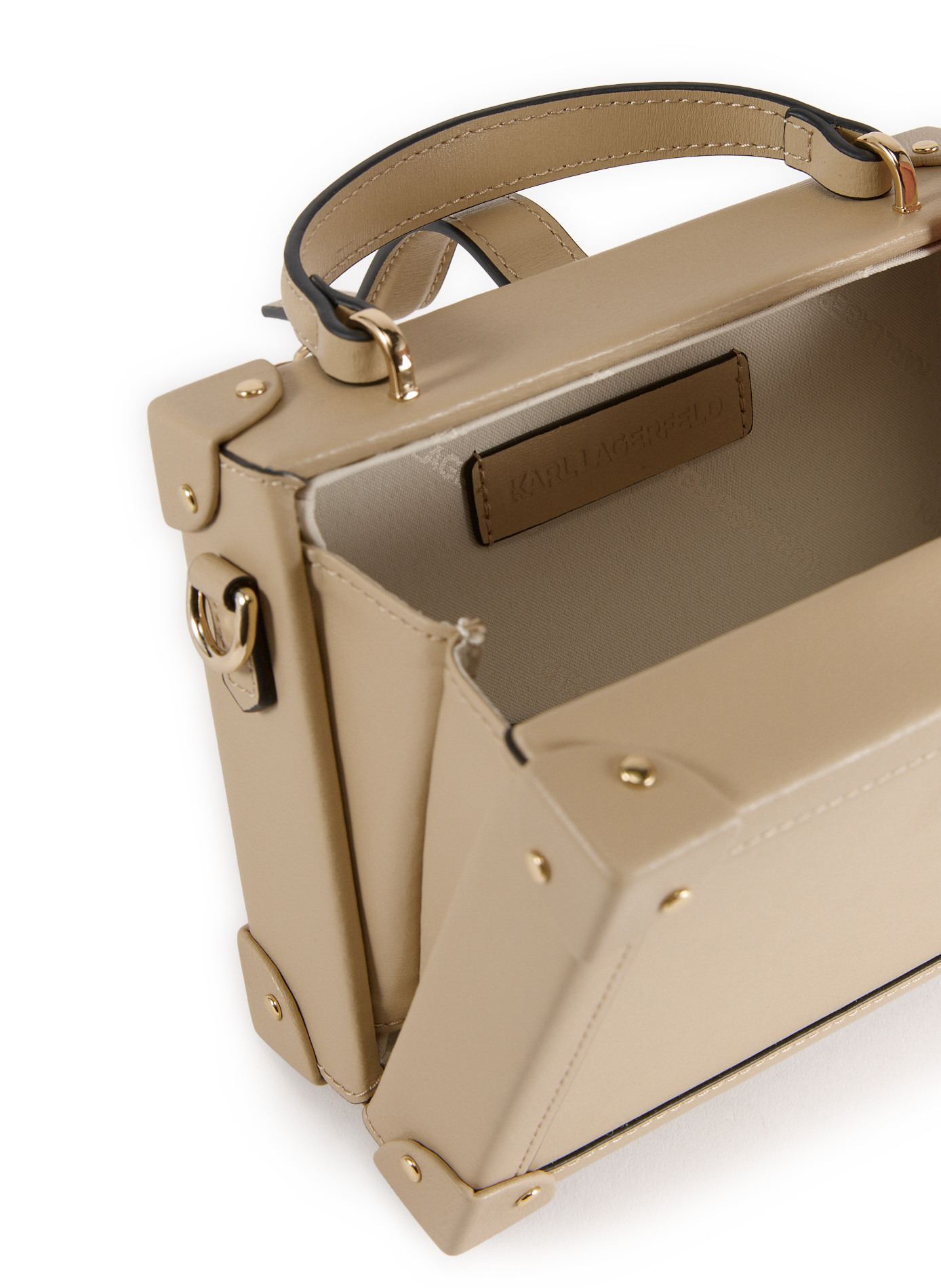 Leather trunk-shaped handbag KARL LAGERFELD Beige