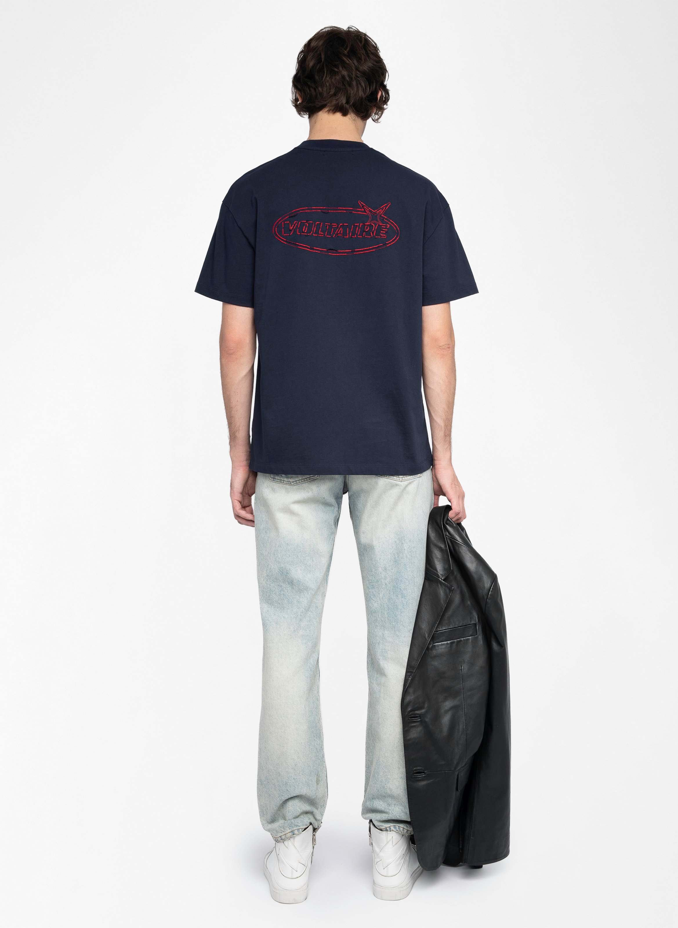 Tee-shirt droit col rond en coton teddy ZADIG&VOLTAIRE Bleu