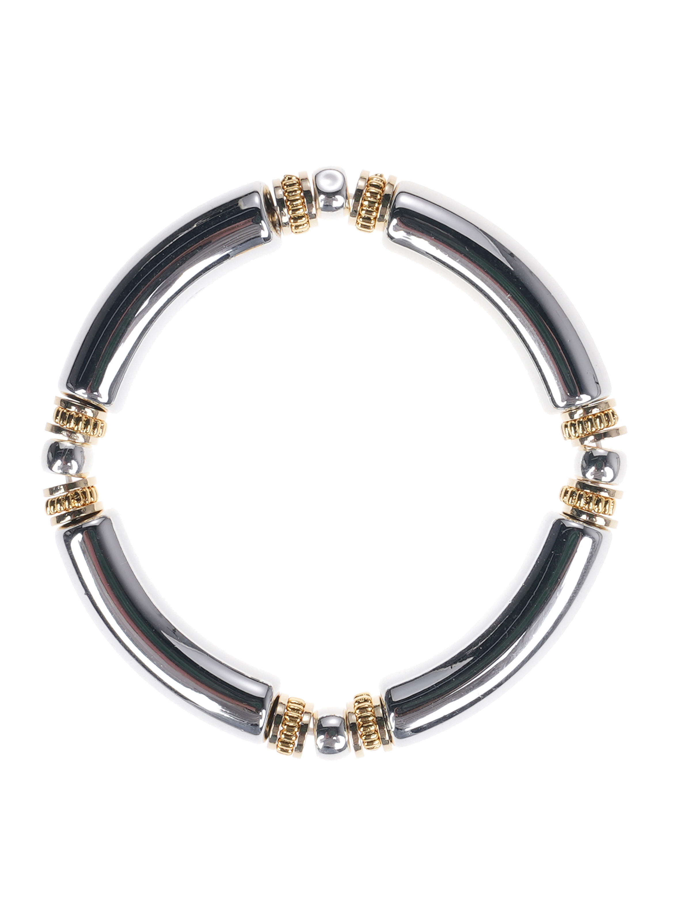 Bracelet de perles elastiqué nomade HIPANEMA Argent