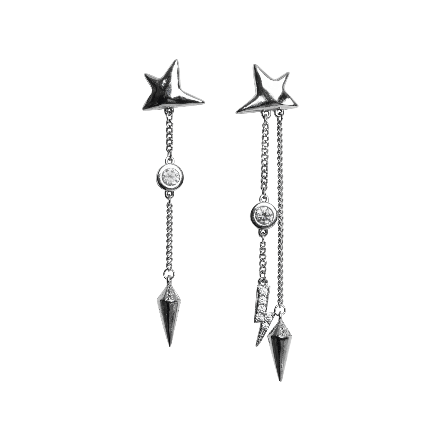 Boucles d'oreilles pendantes en laiton rock star ZADIG&VOLTAIRE Gris