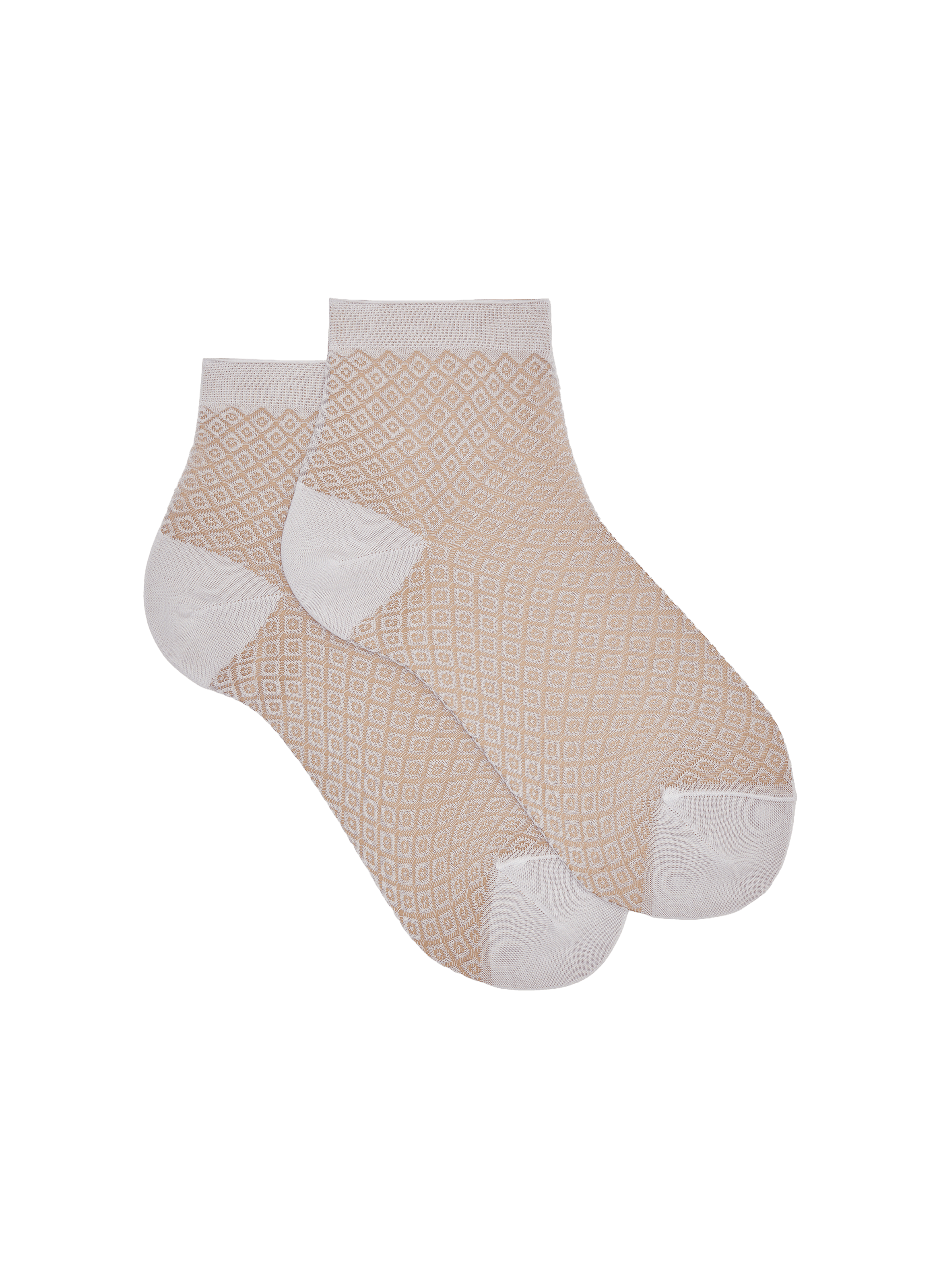Low diamond patterned cotton blend socks DORÉ DORÉ White