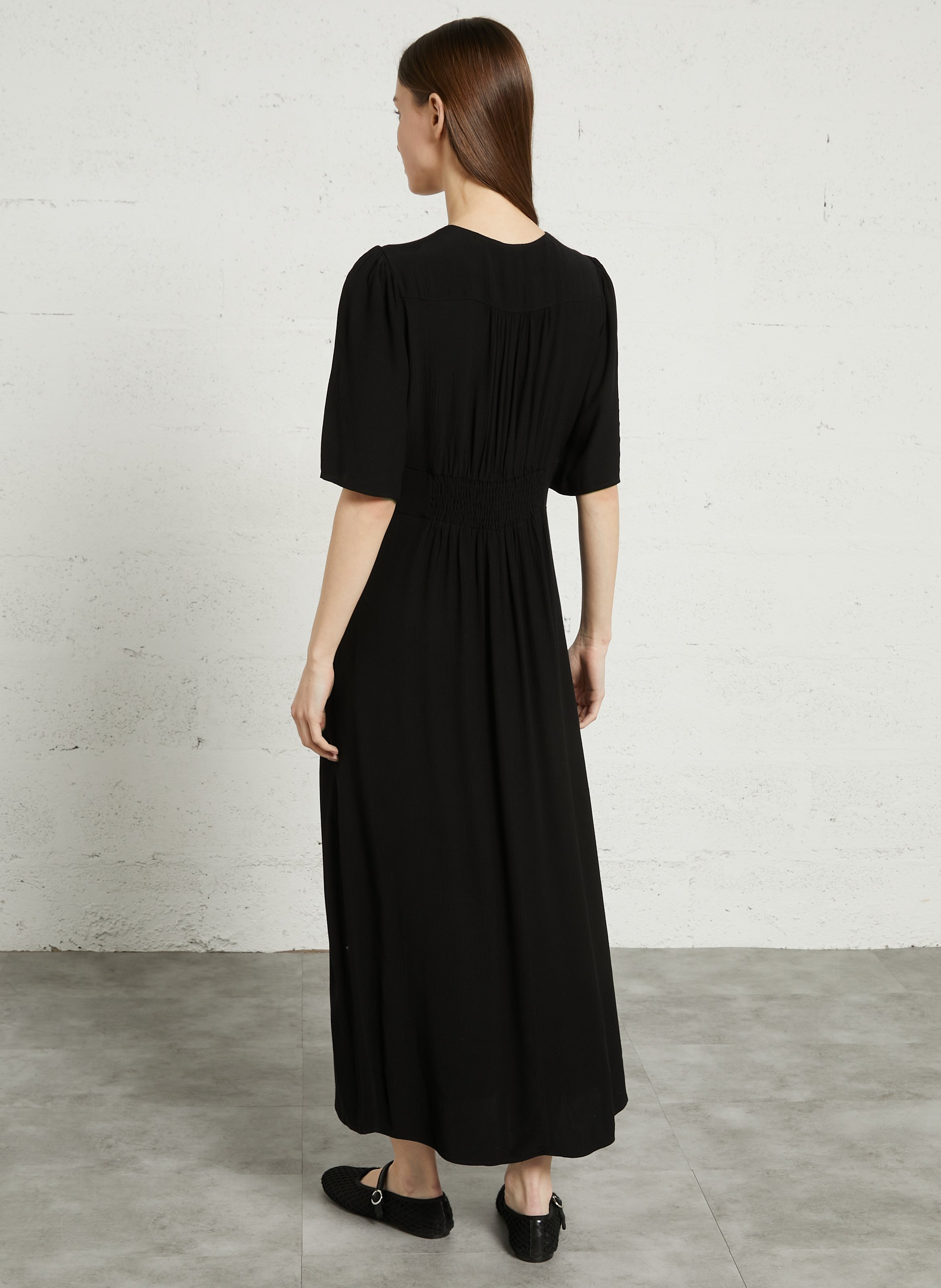 Robe longue à col noué unie love MAISON 123 Noir