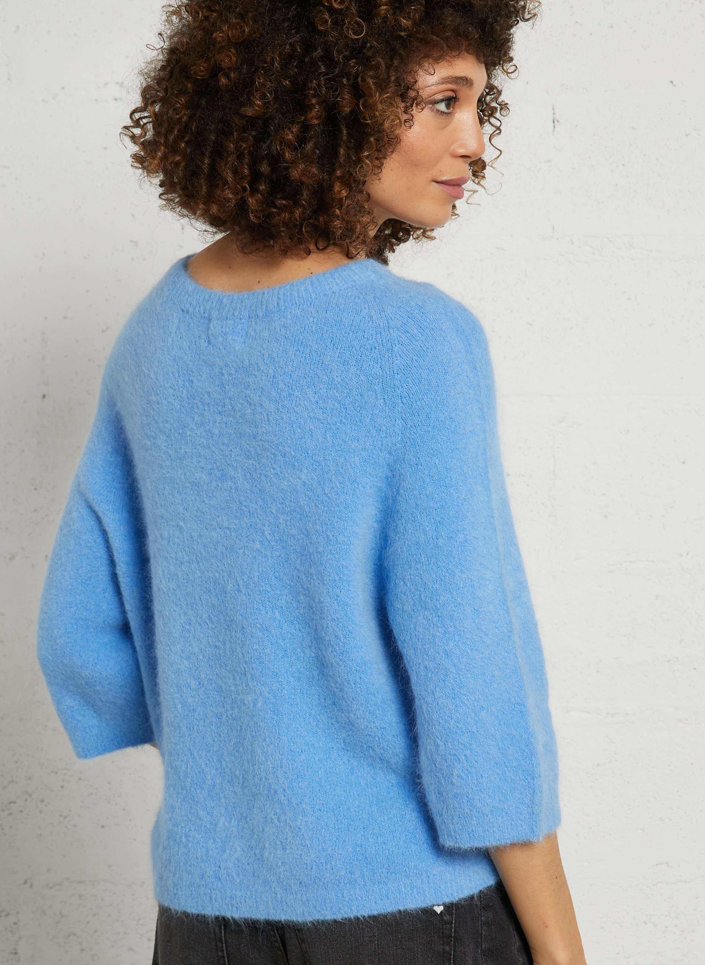 Pull oversize col rond en laine mélangée phoebe MAISON 123 Violet