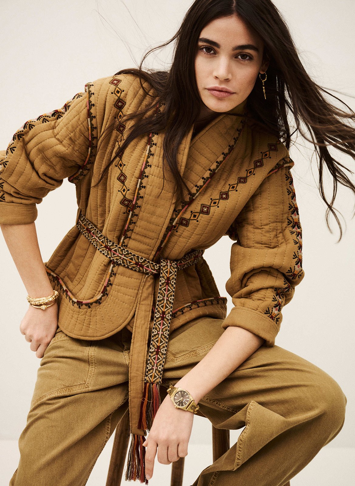 Veste col châle en coton cocoon BA&SH Marron