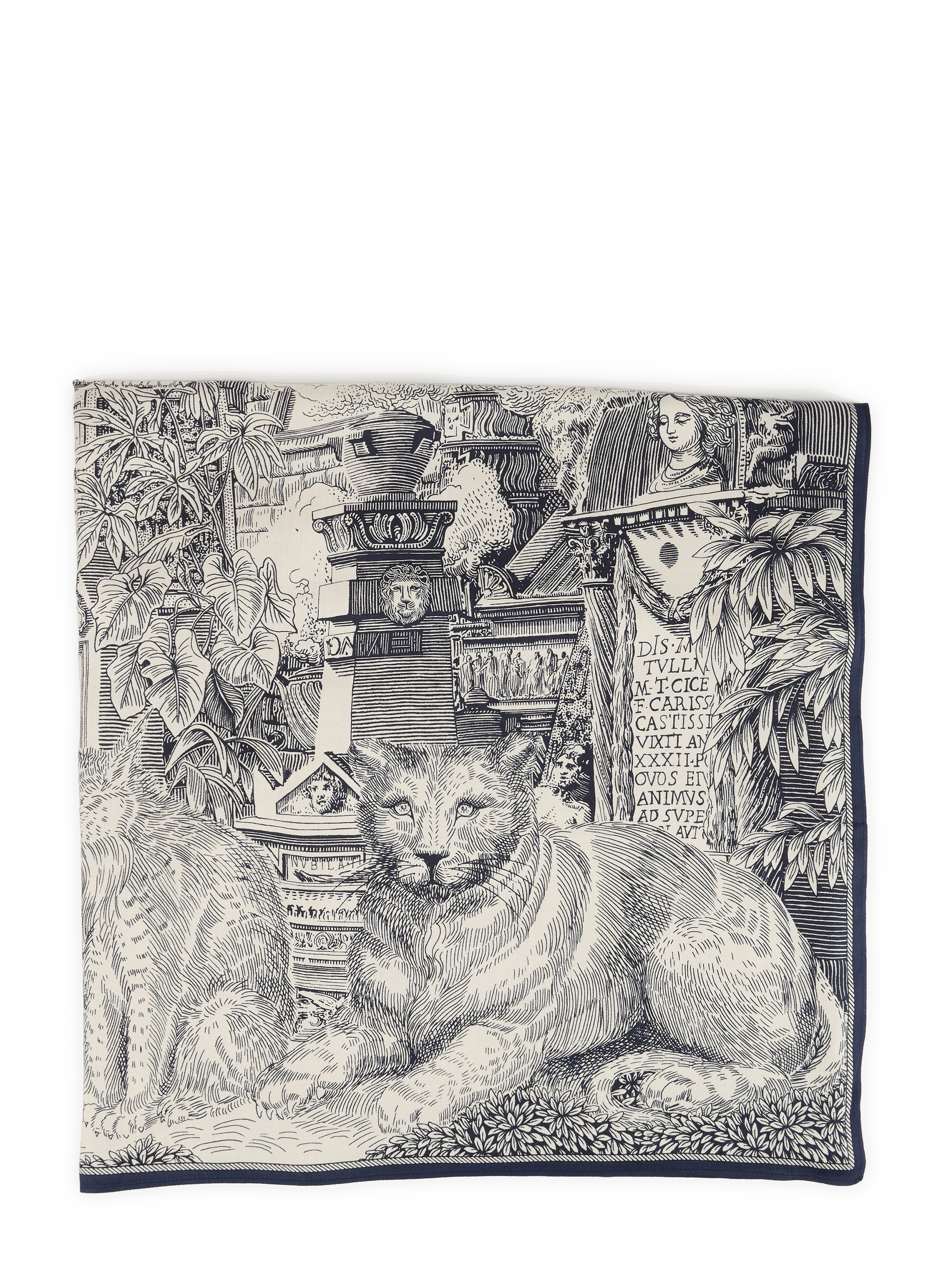 Piranesi square scarf in mixed silk INOUITOOSH Blue