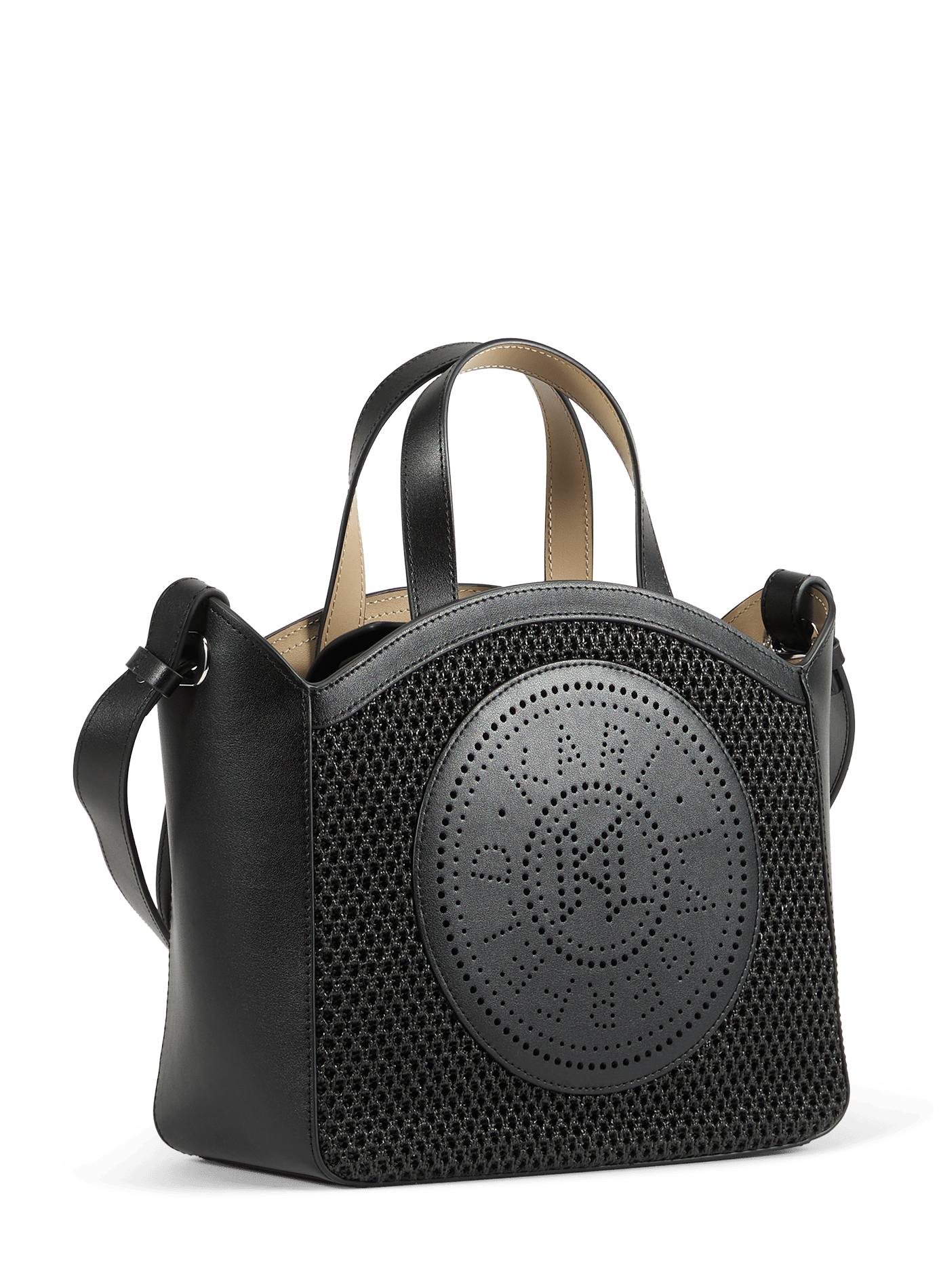 Sac à main K/Circle en cuir et mesh KARL LAGERFELD Noir