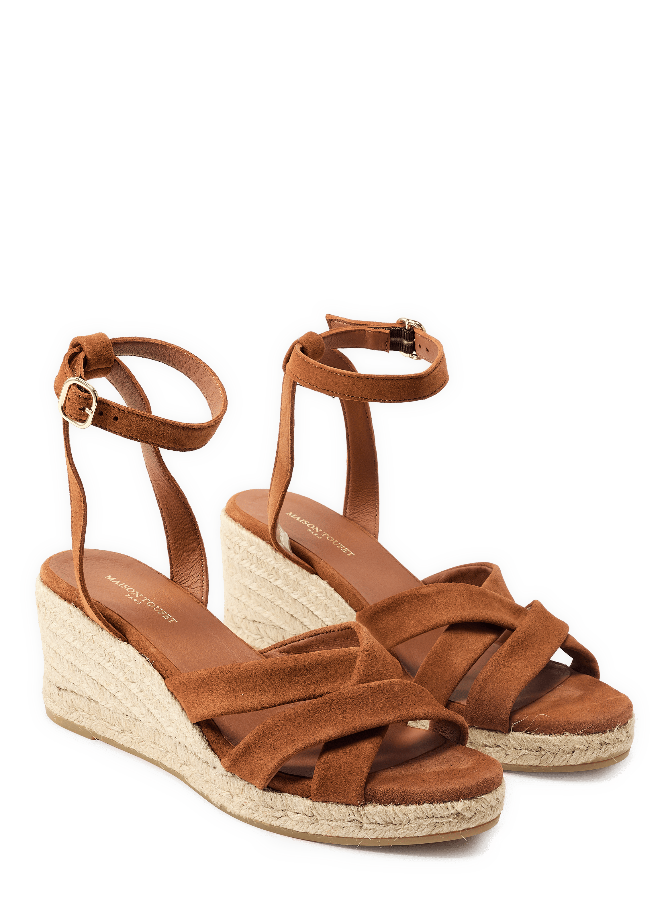 Sandales Iris à talon compensé en cuir MAISON TOUFET Marron