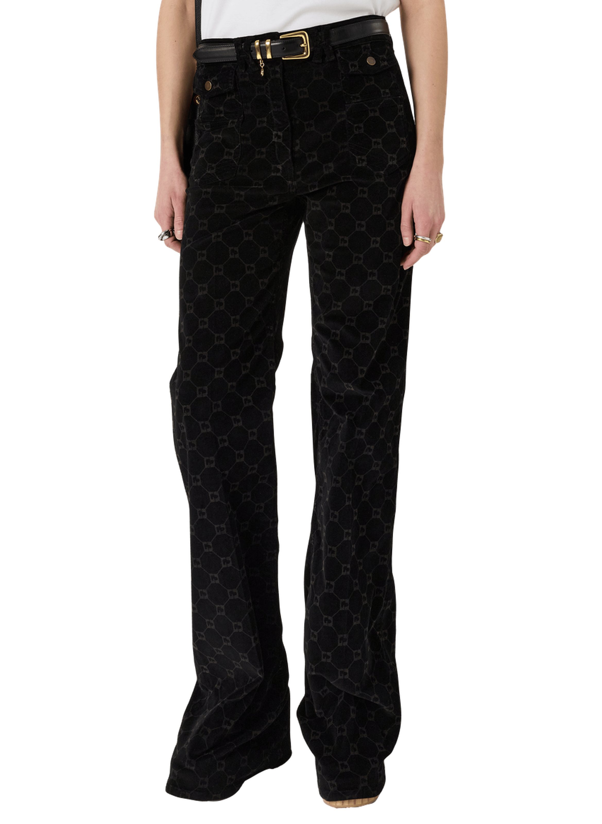 Pantalon flare en velours à monogramme - anna GERARD DAREL Noir
