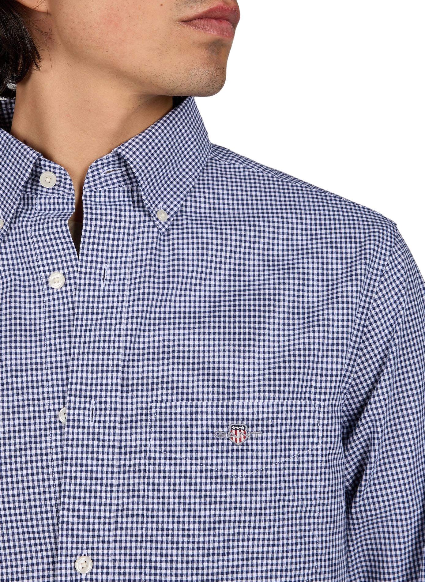 Chemise à carreaux col américain en coton GANT Bleu