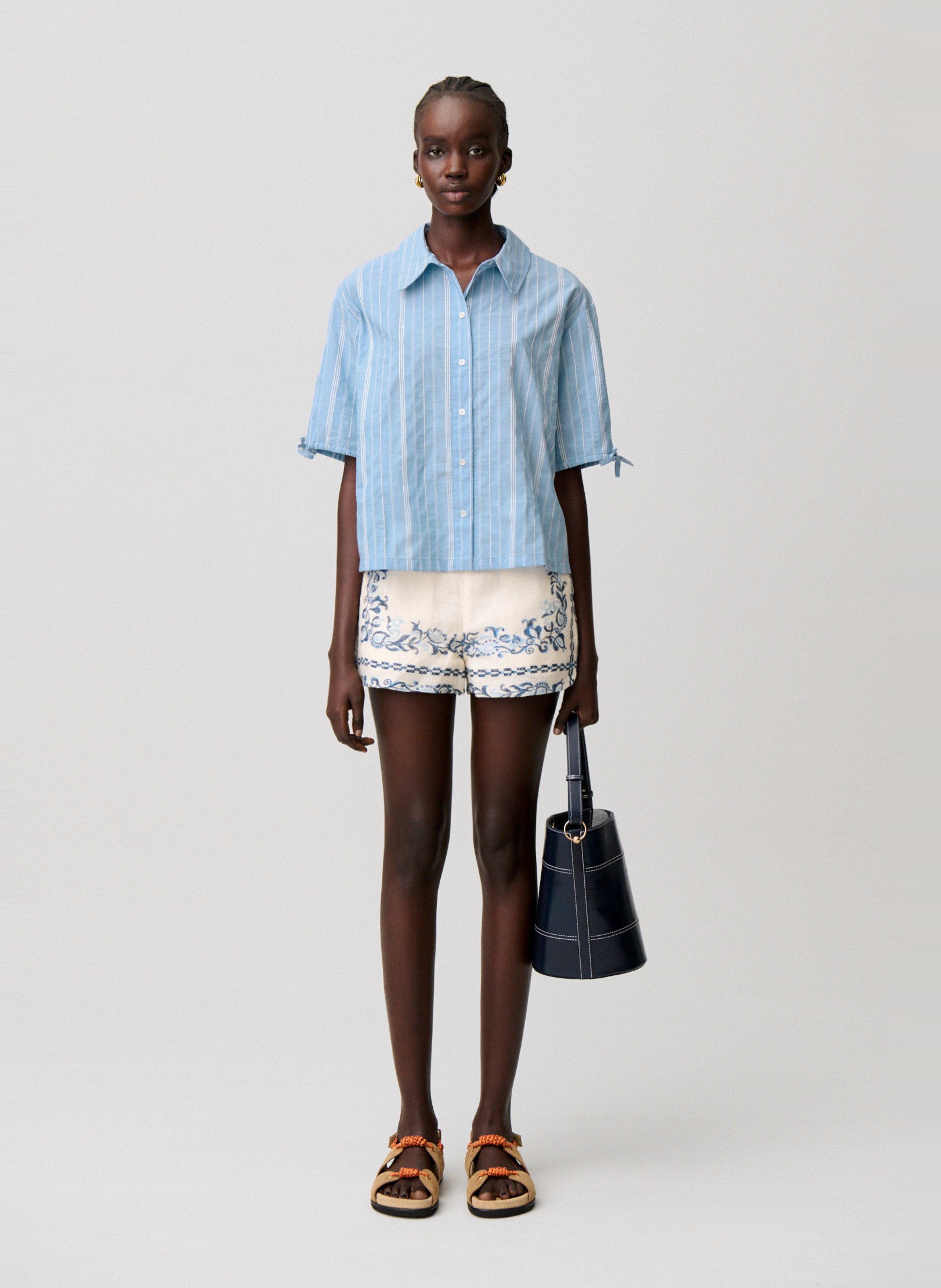 Chemise droite manches courtes rayée CLAUDIE PIERLOT Multicolore