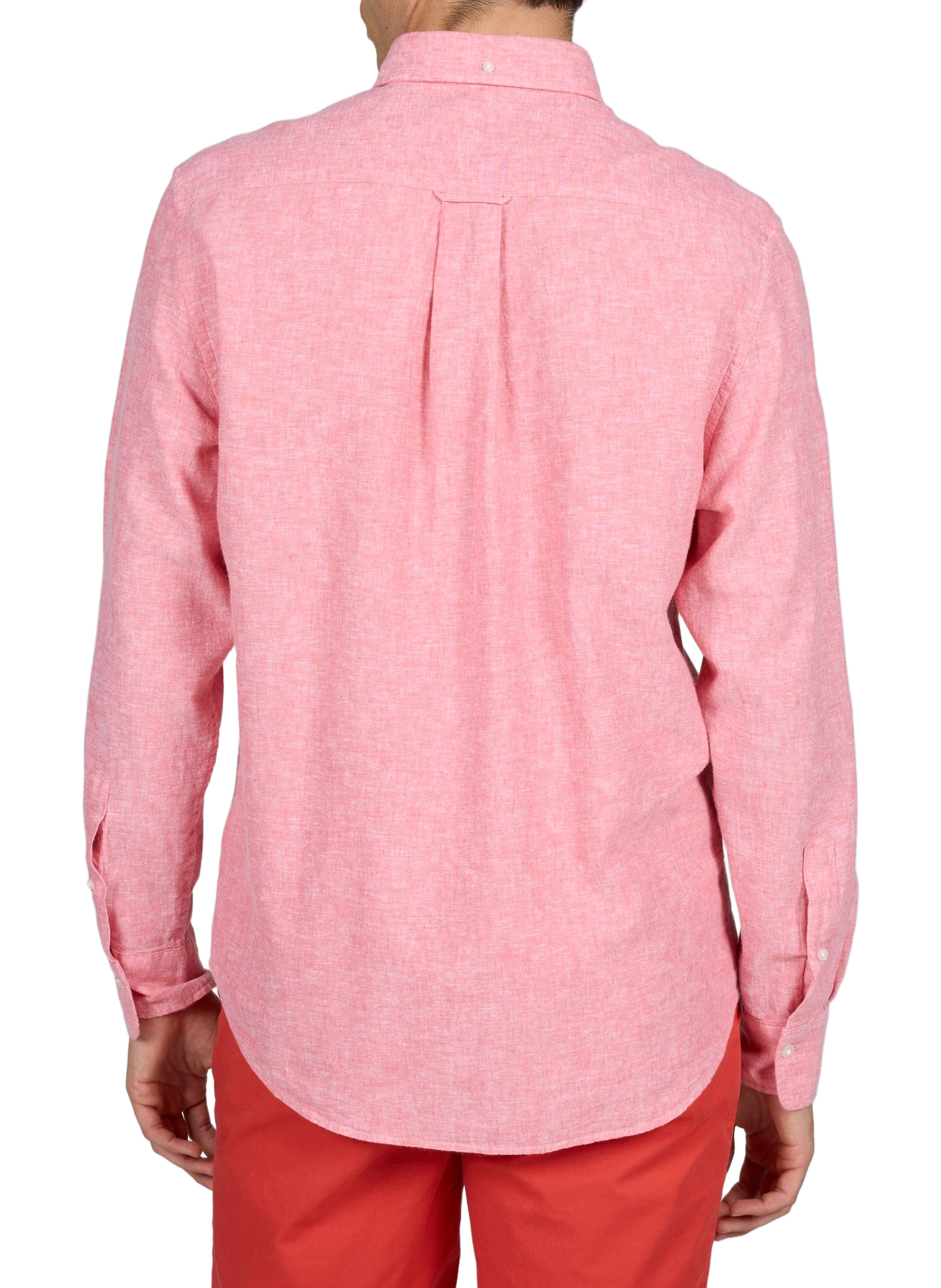 Chemise col américain en lin et coton GANT Rose
