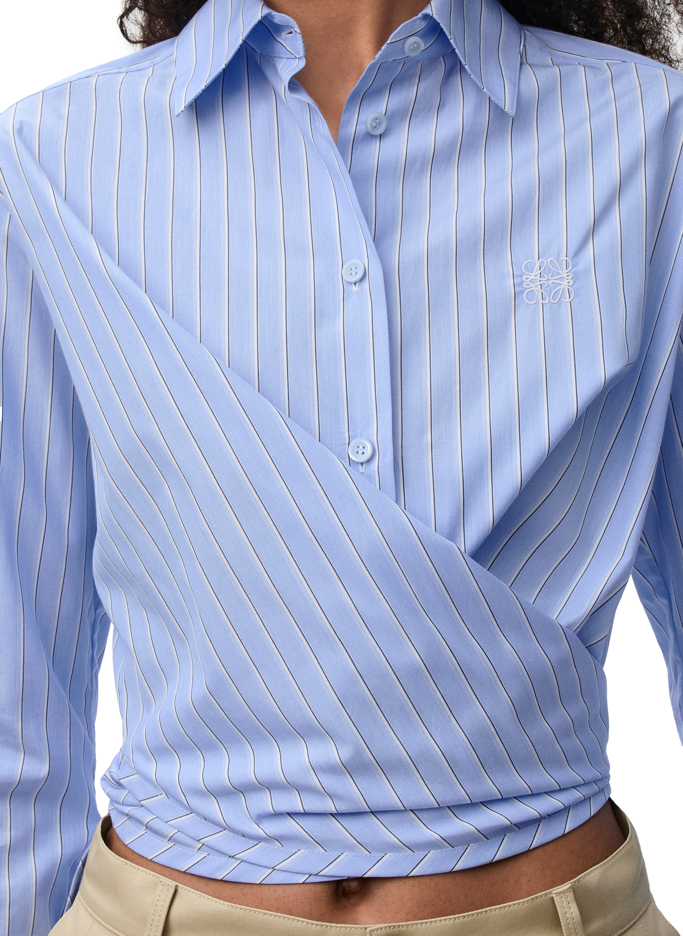 Chemise en popeline de coton rayée LOEWE Bleu