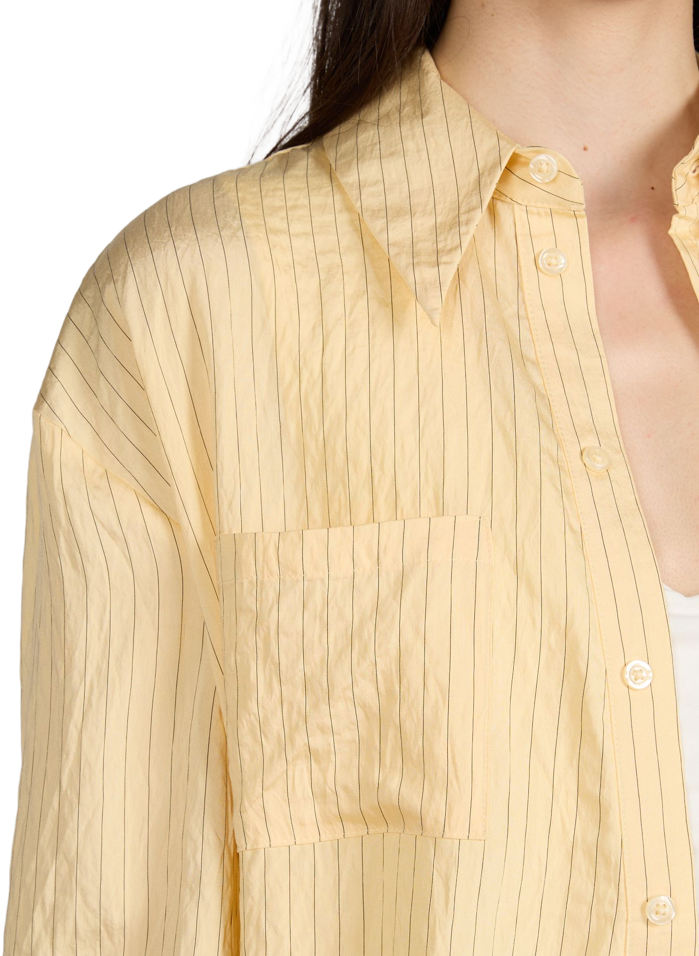 Asymmetrical Striped Shirt TOPSHOP Yellow