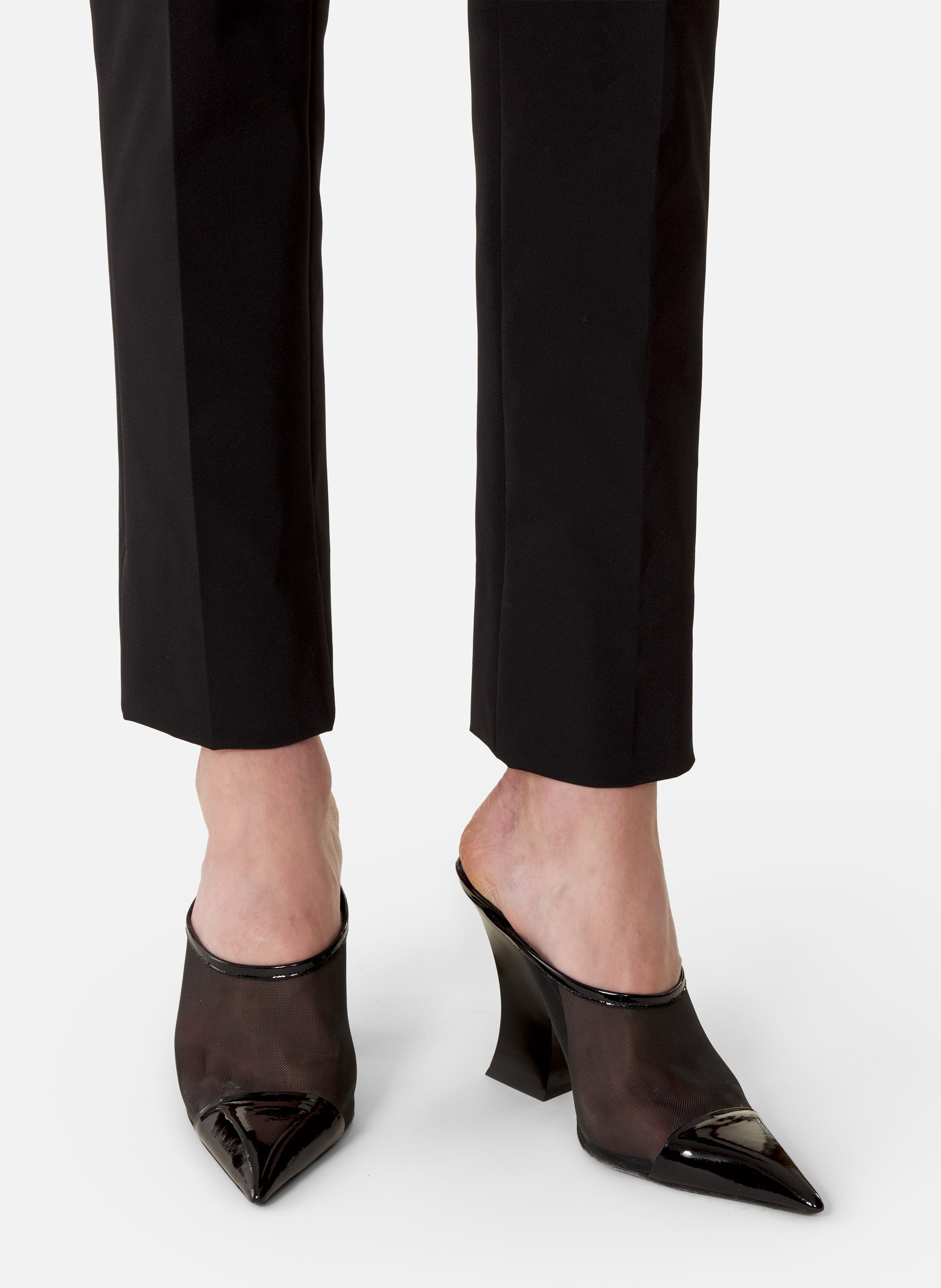 Mule nocturne en mesh et cuir patent LANVIN Noir