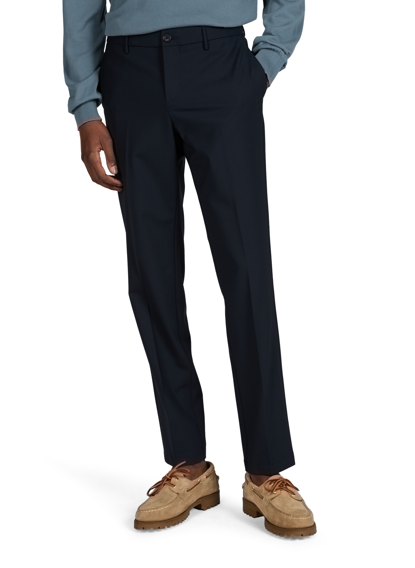 Virgin wool blend slim-fit trousers
 CRUNA Blue