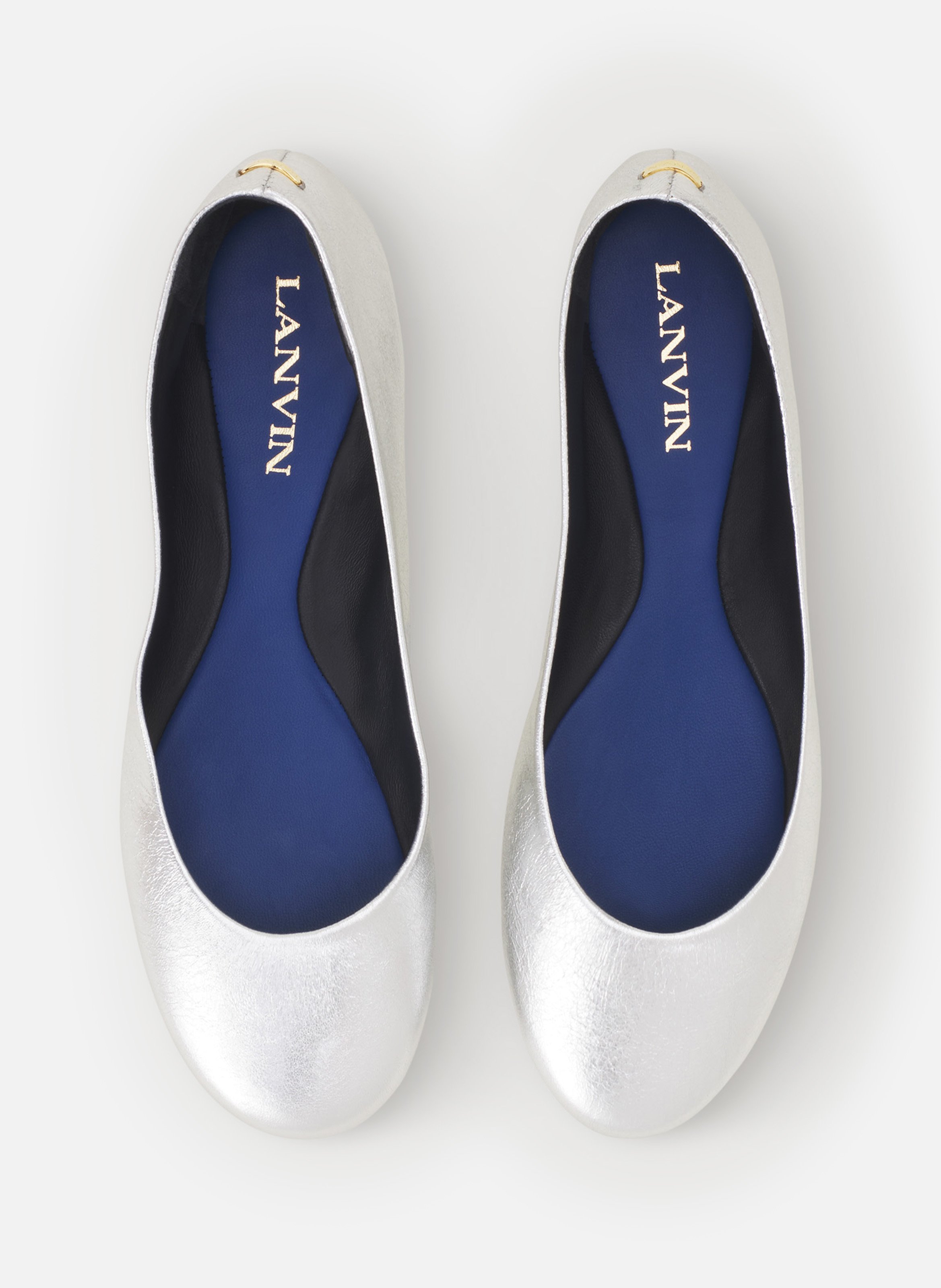 La ballerine en cuir métallisé LANVIN Argent