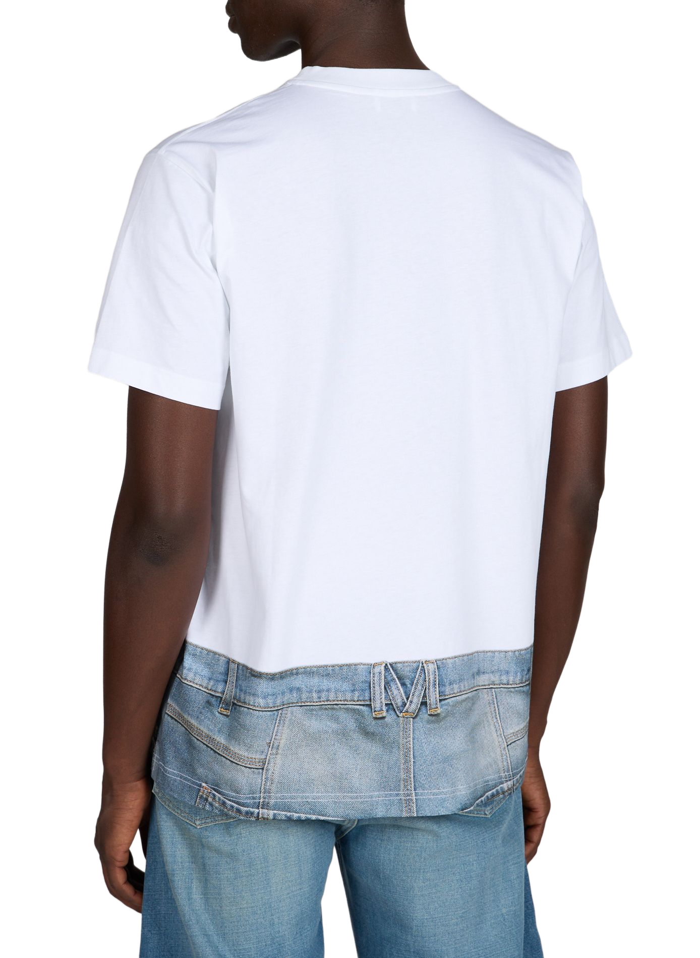T-shirt à imprimé jean en coton MOSCHINO Blanc