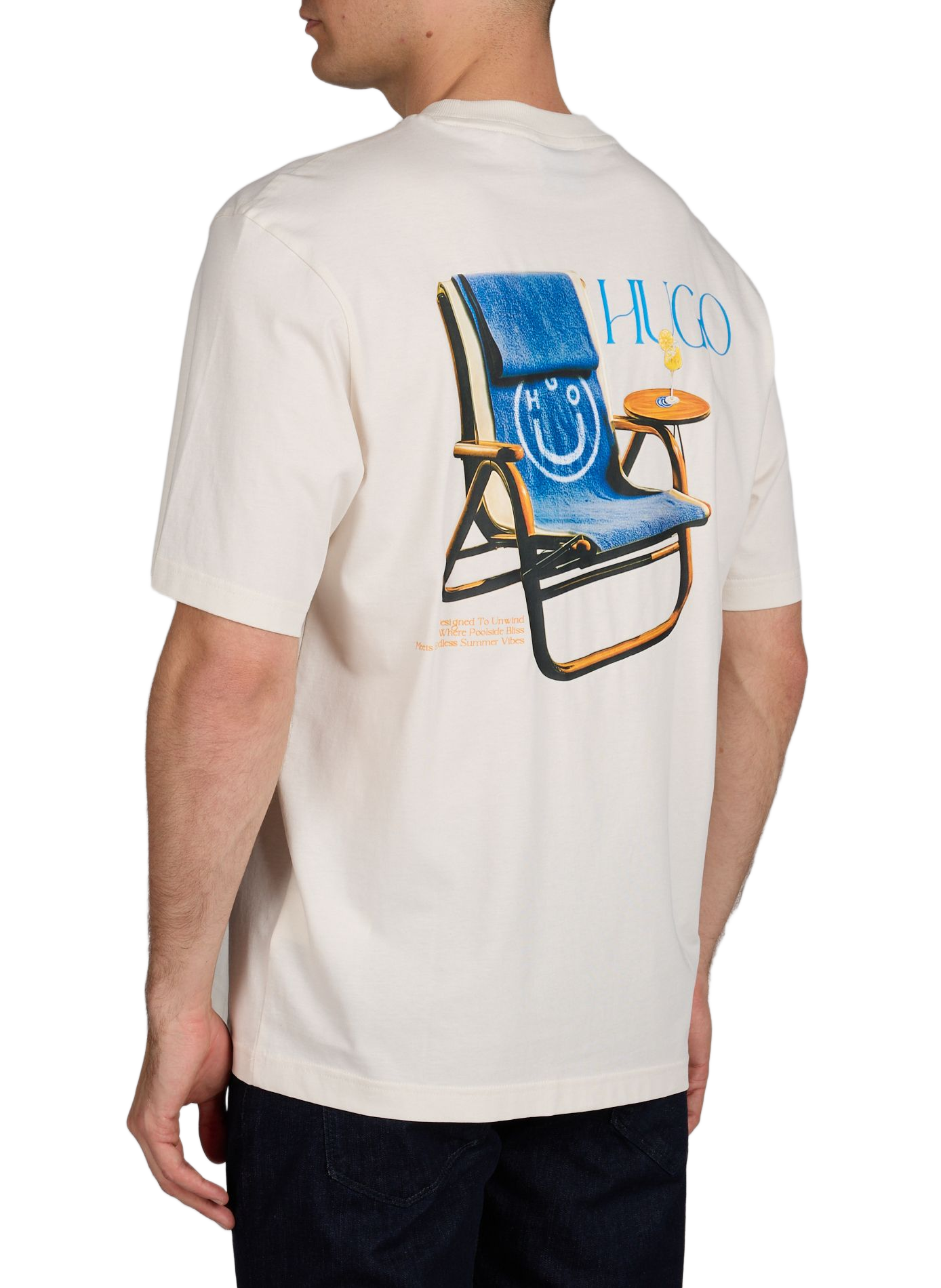 Biker-style cotton t-shirt HUGO BLUE White