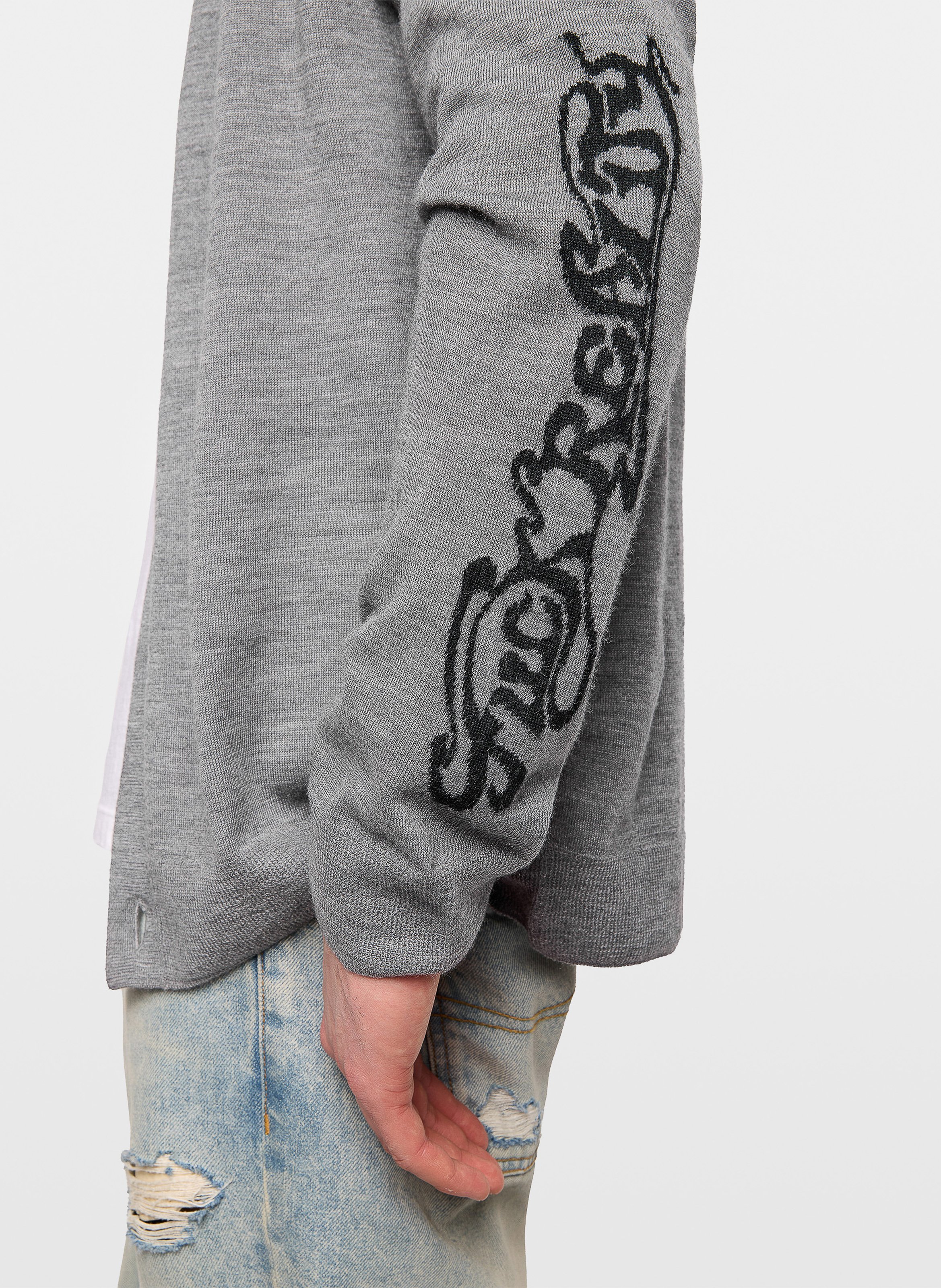 Gilet droit col v jacquard en laine mérinos remi ZADIG&VOLTAIRE Gris