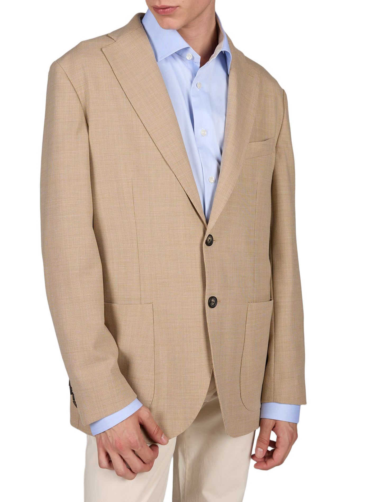 Blazer with topstitching in blended wool ETON Beige
