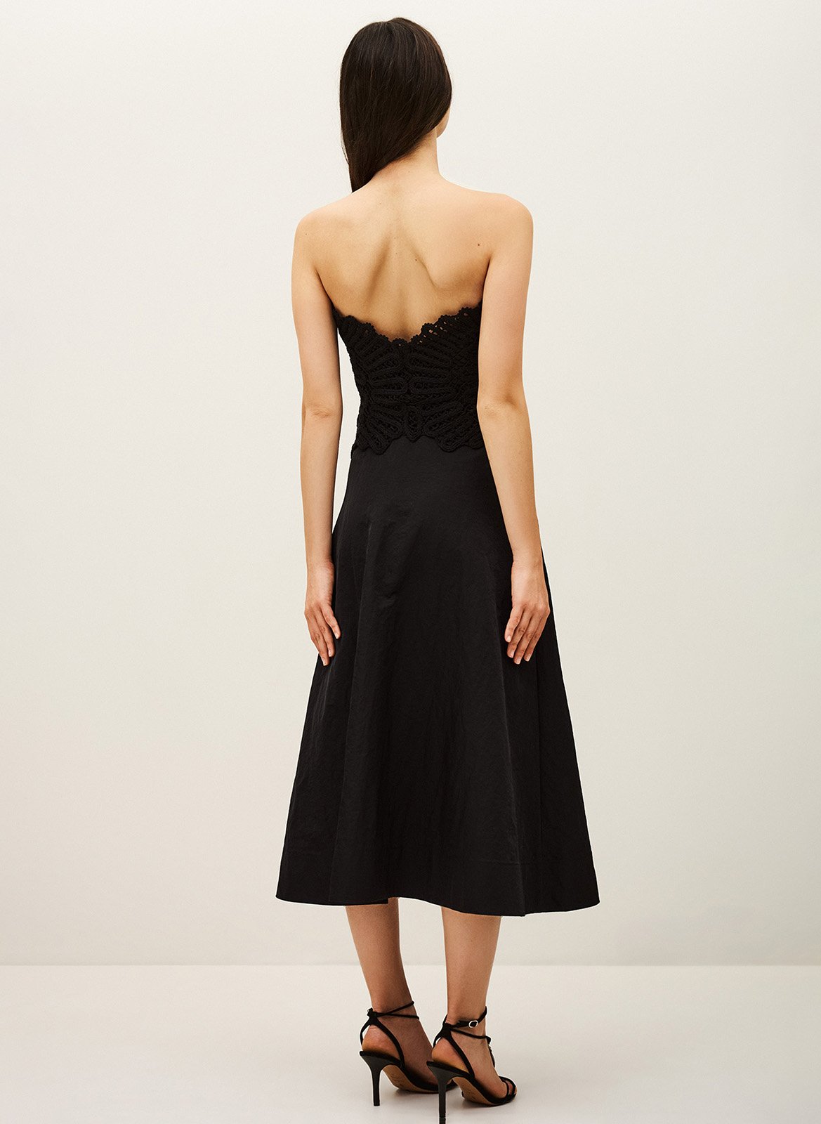 Robe bustier midi évasée à dentelle praina BA&SH Noir