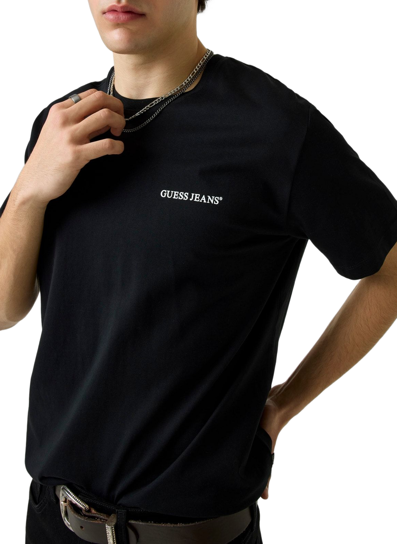 Kurzarm-Baumwollpullover | Schwarz GUESS Herren