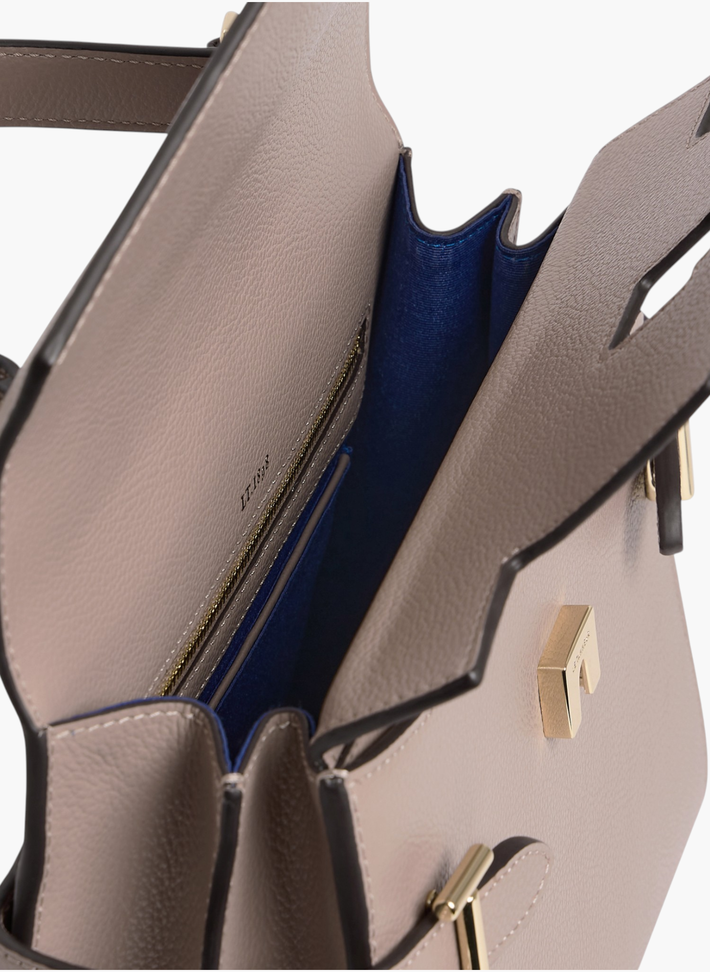 Sac à main double rabat moyen modèle emilie en cuir grainé LE TANNEUR Gris