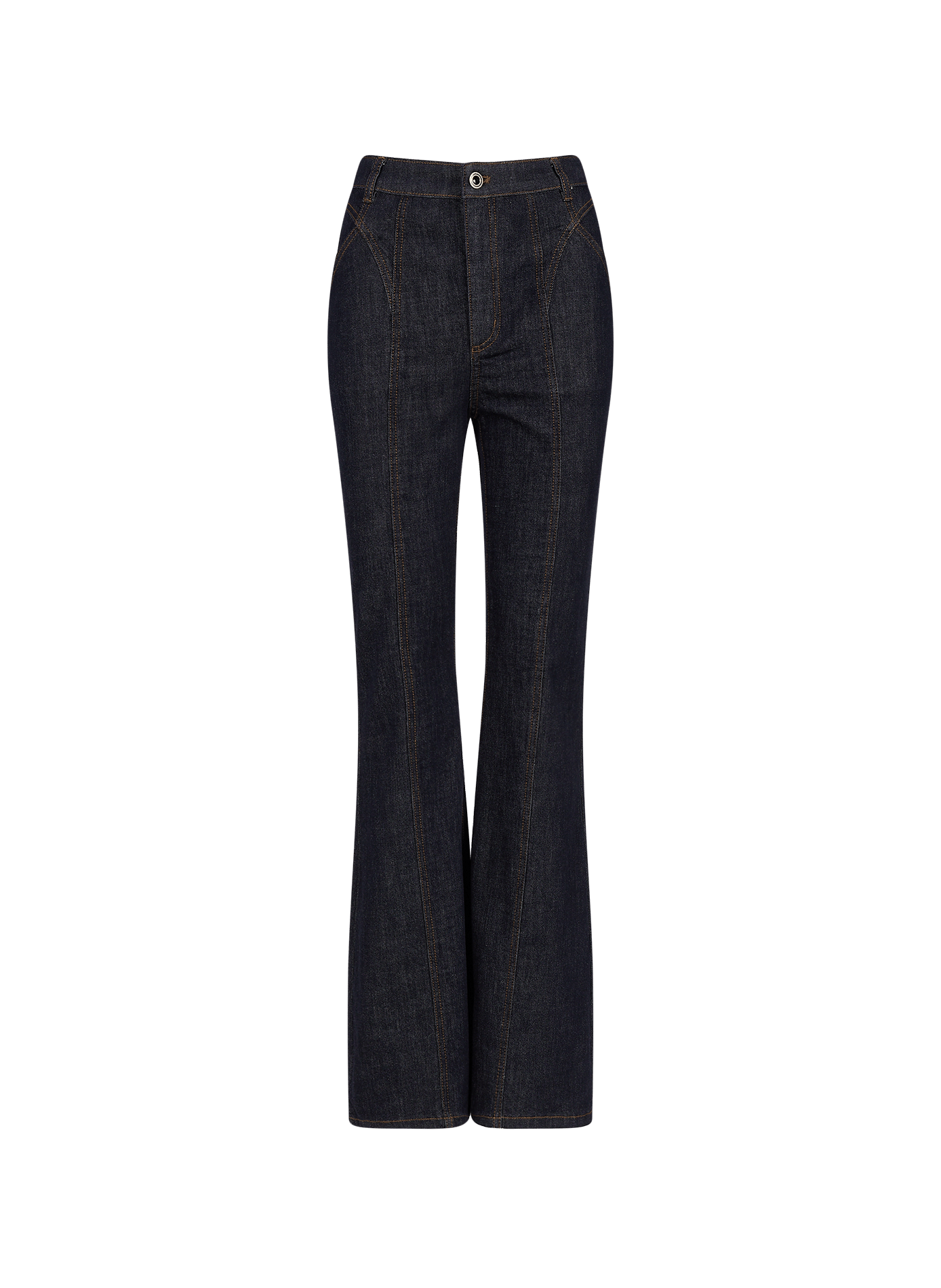 High-waisted boot-cut jeans in cotton SELF PORTRAIT Blue
