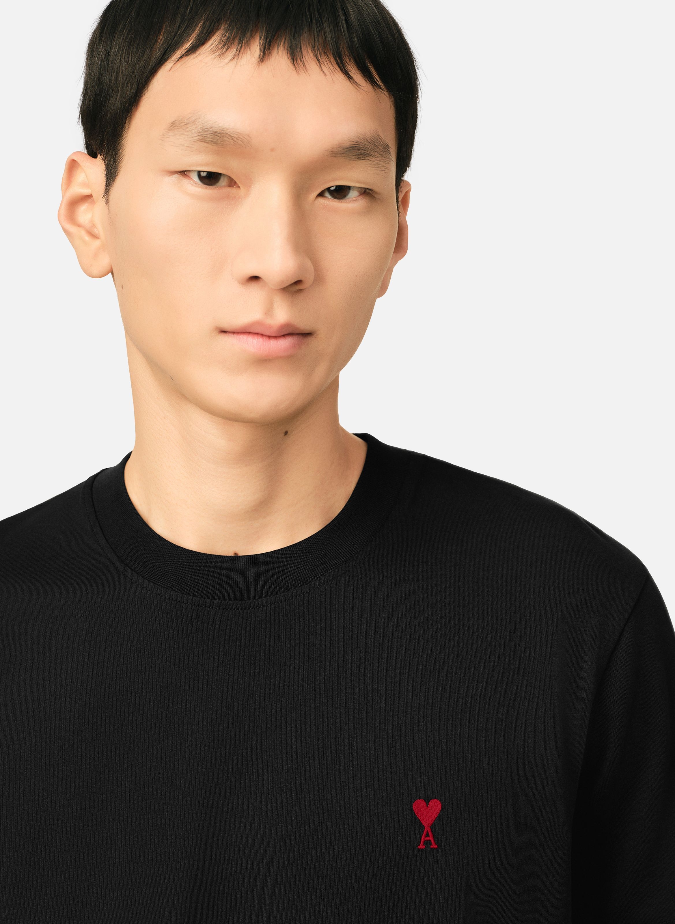 T-shirt ami de coeur rouge unisexe AMI PARIS Noir