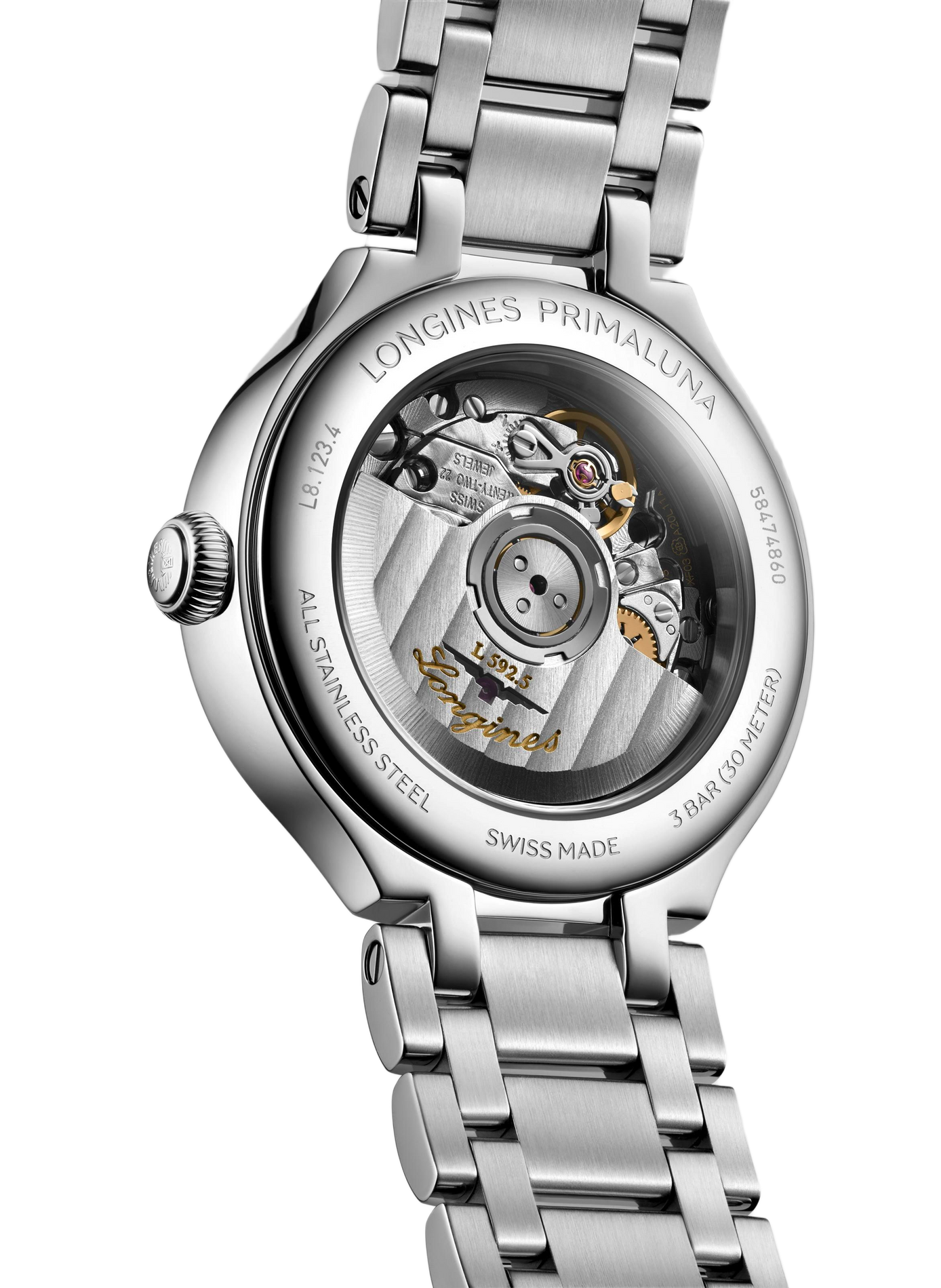 Montre automatique Longines PrimaLuna en acier inoxydable LONGINES Blanc