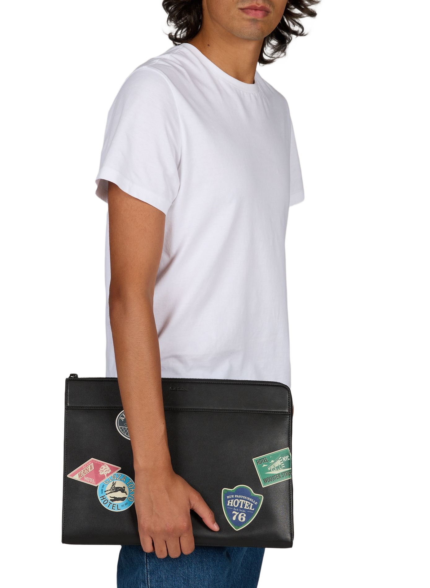 Pochette ordinateur Hotel Sticher en cuir PAUL SMITH Noir
