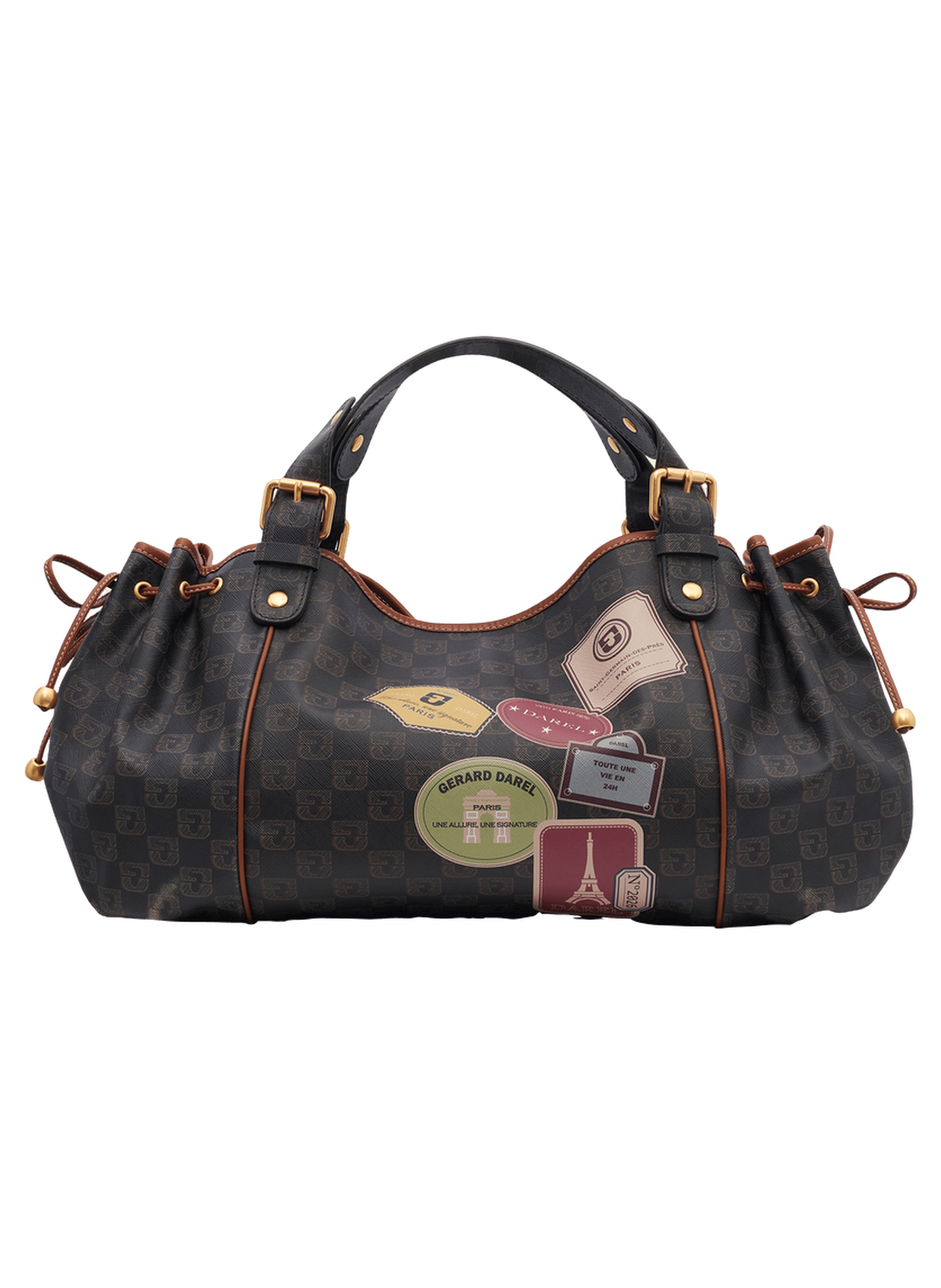 Sac à main en toile enduiteet cuir signé de patchs imprimés - 24h GERARD DAREL Multicolore