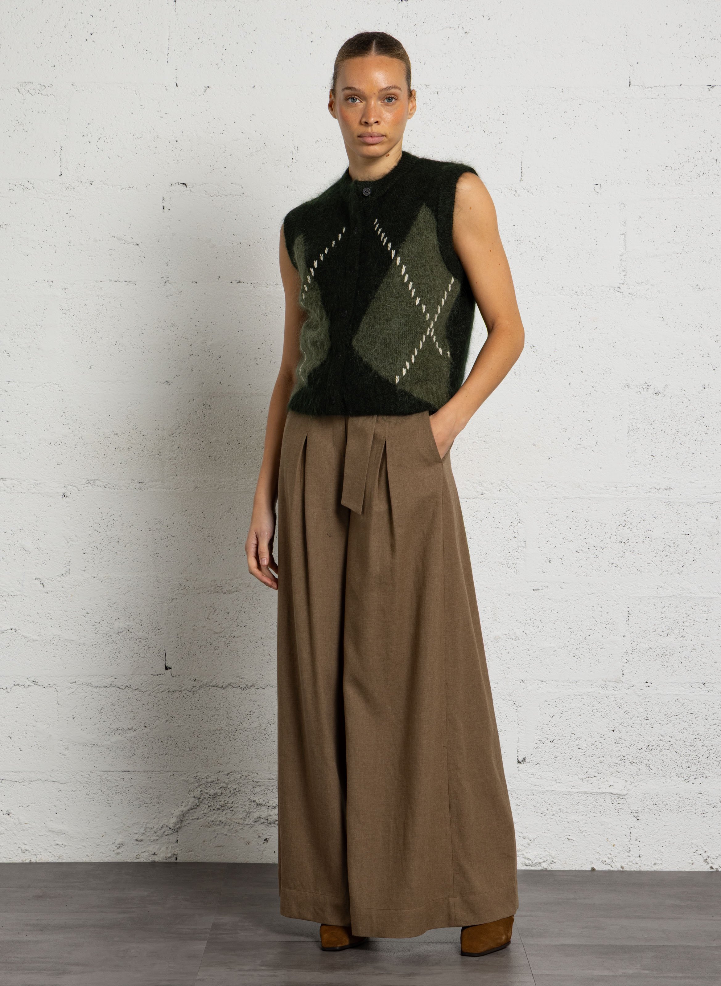 Pantalon droit large à ceinture lucia MAISON 123 Beige