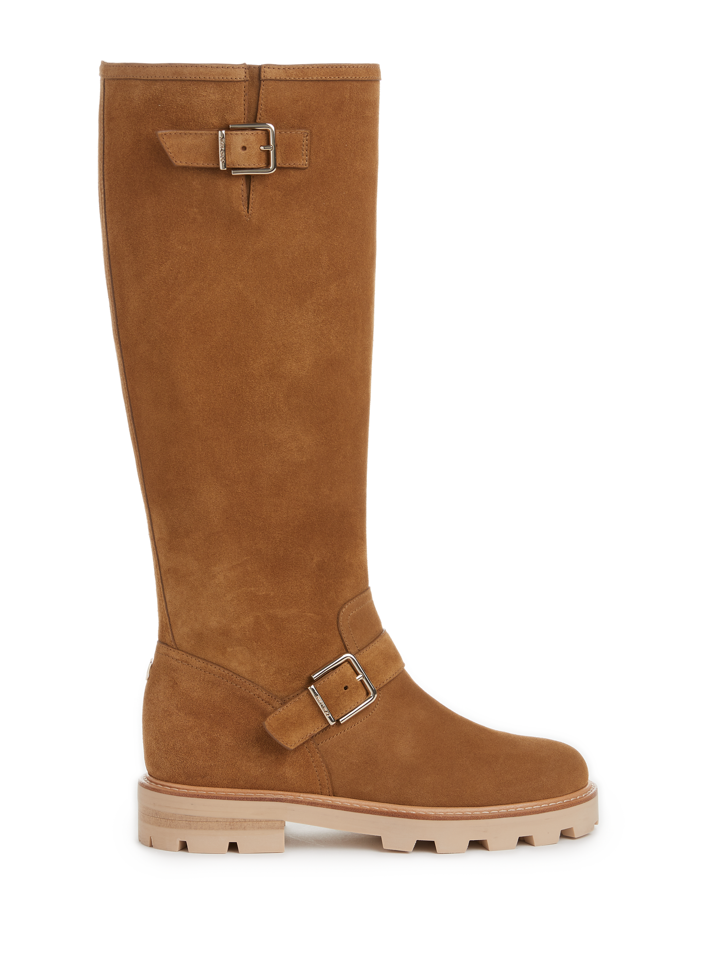 JIMMY CHOO Bottes Biker II Tall en daim Marron