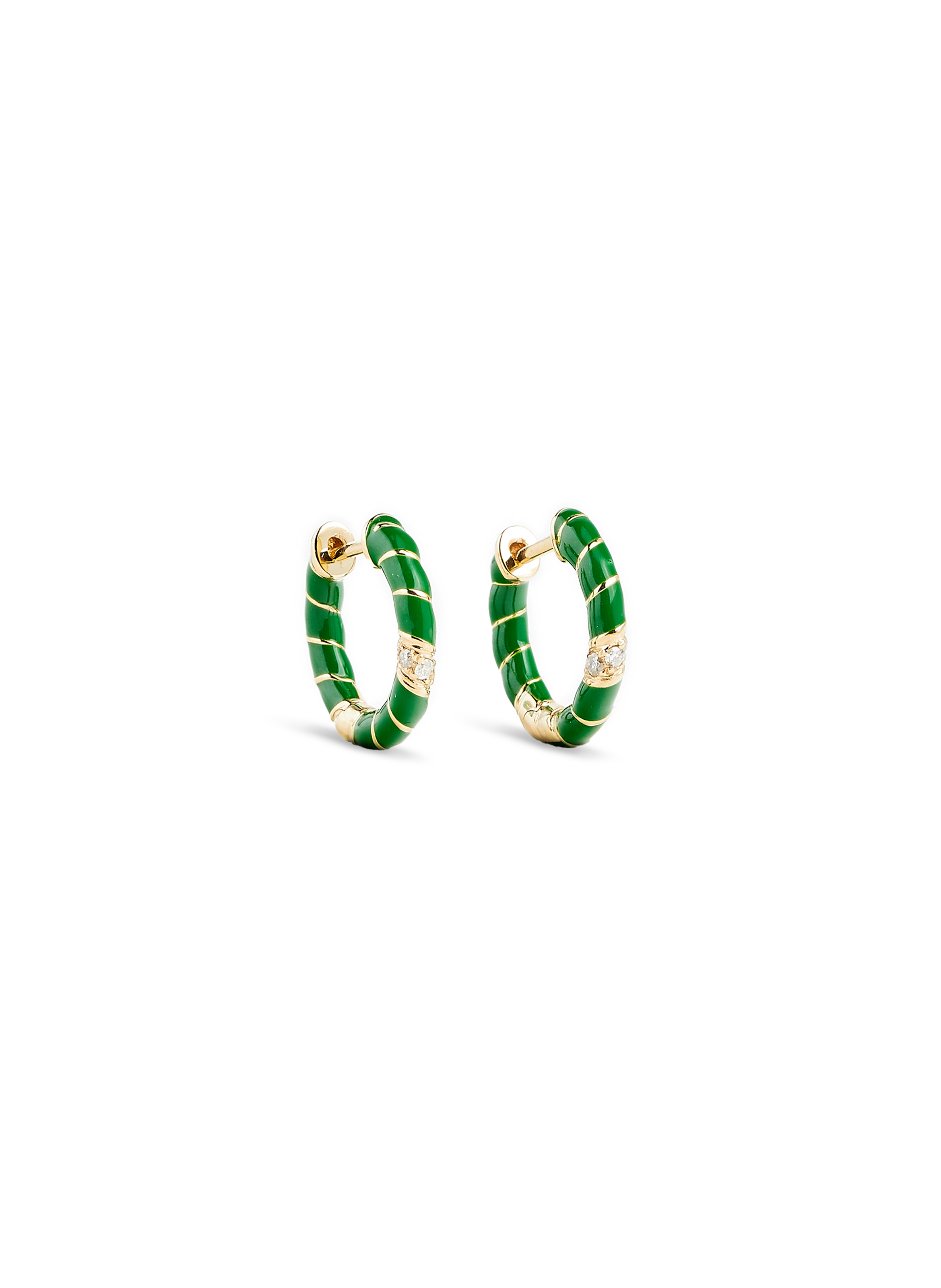 YVONNE LÉON Gold and enamel earrings Green
