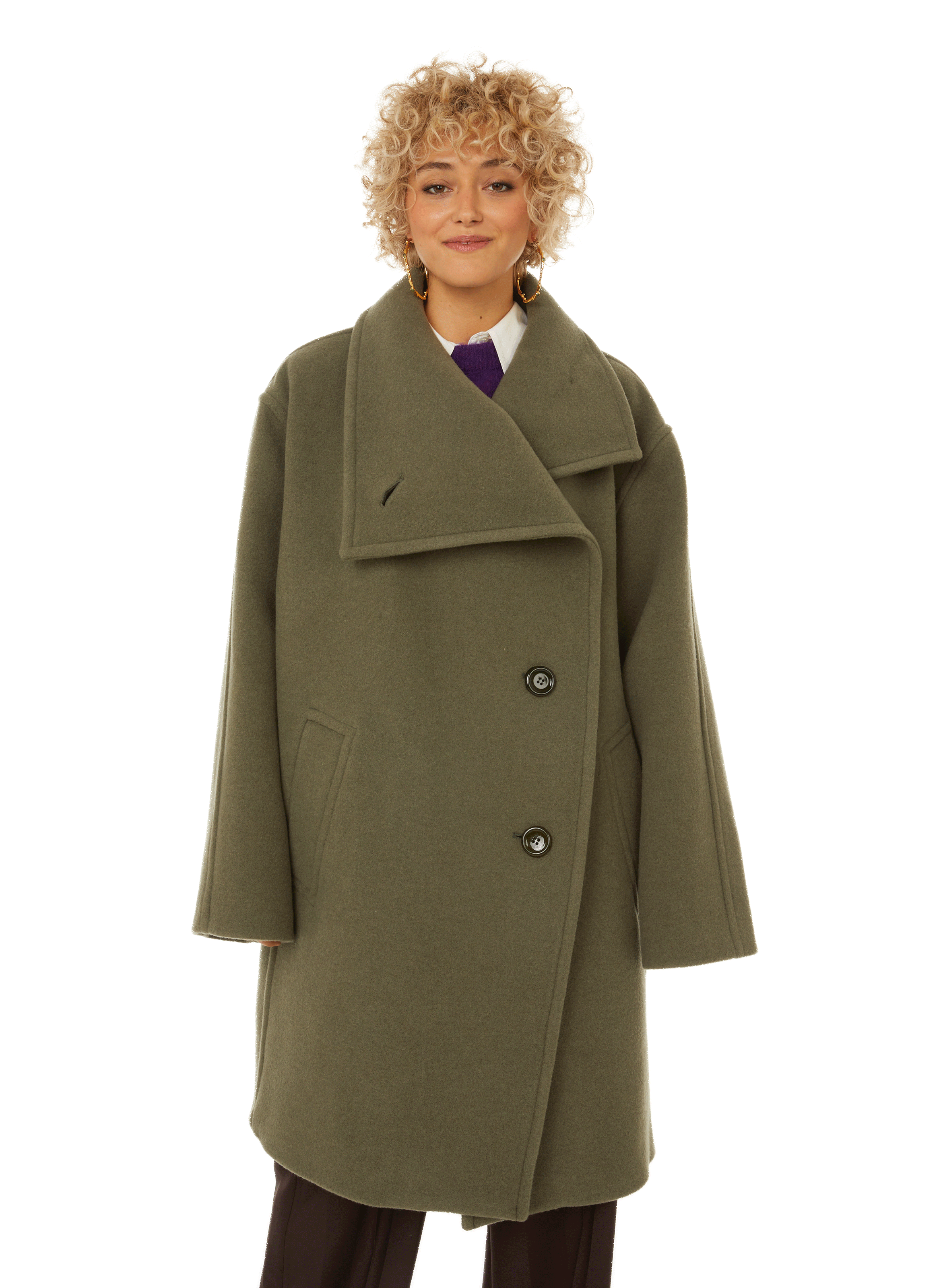 green wool blend coat womens