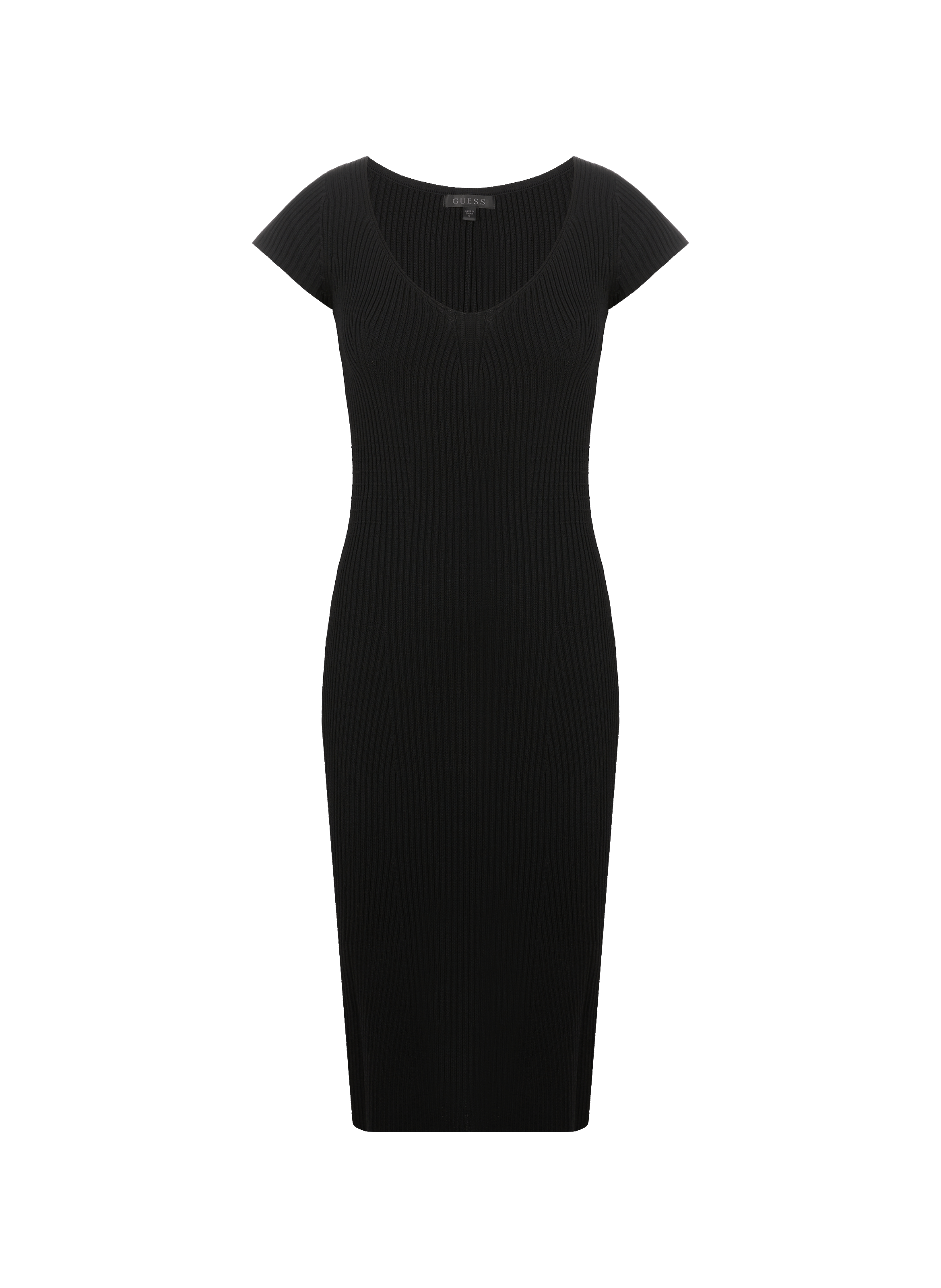 Robe midi en maille côtelée