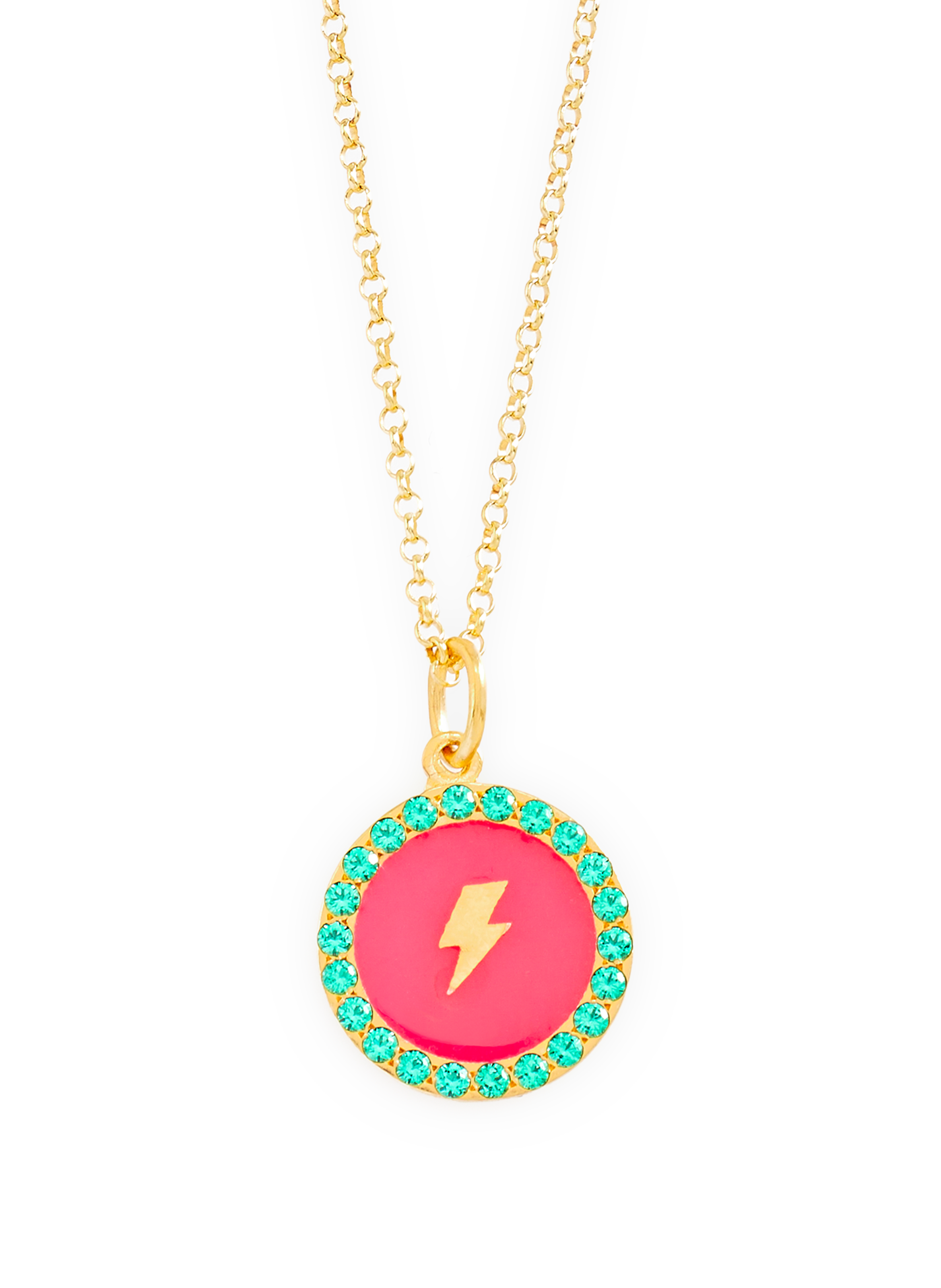 Silver necklace EYE M - ILEANA MAKRI Pink