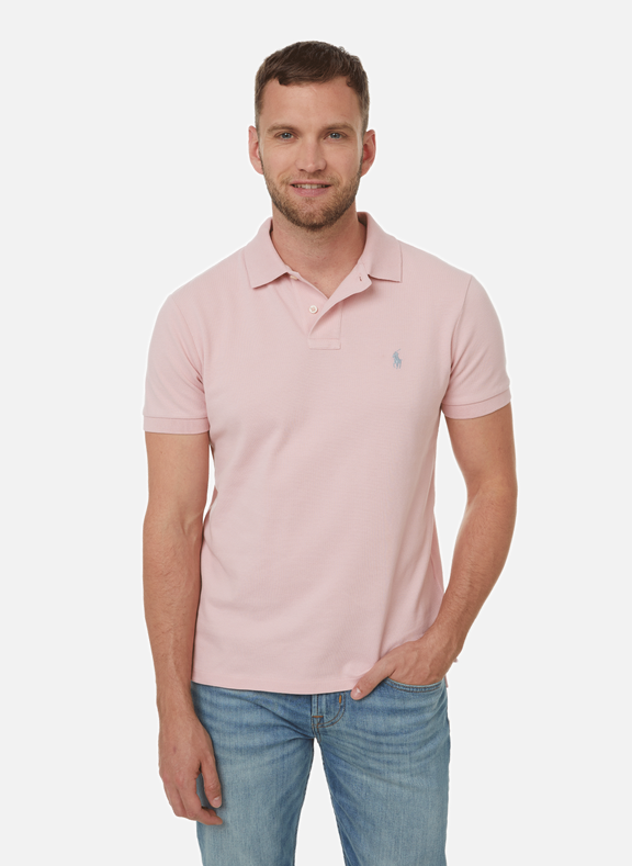 Polo Ralph Lauren Light Pink Cotton Custom Slim Fit Half Sleeve T