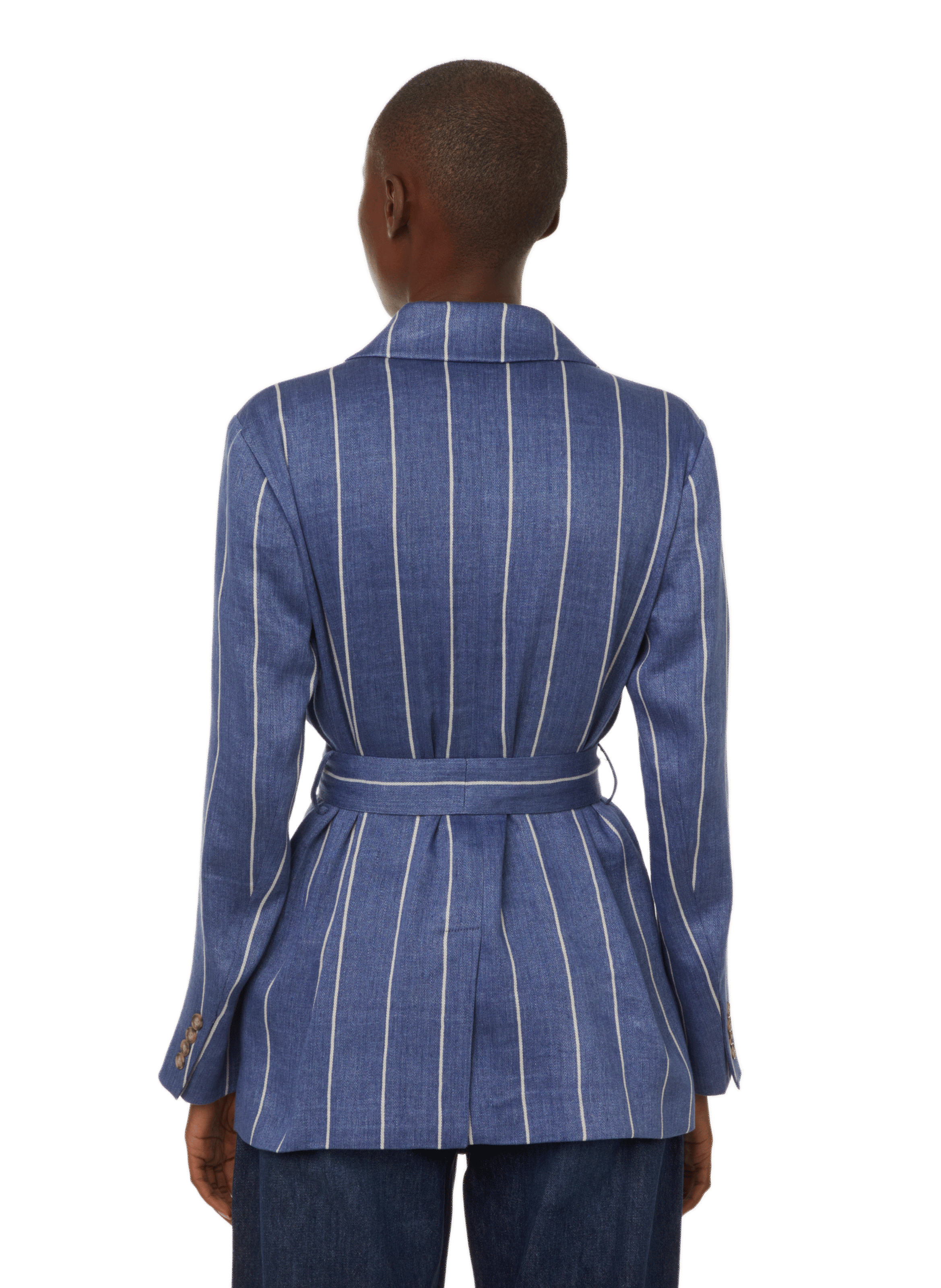 Striped cotton and linen jacket POLO RALPH LAUREN Blue