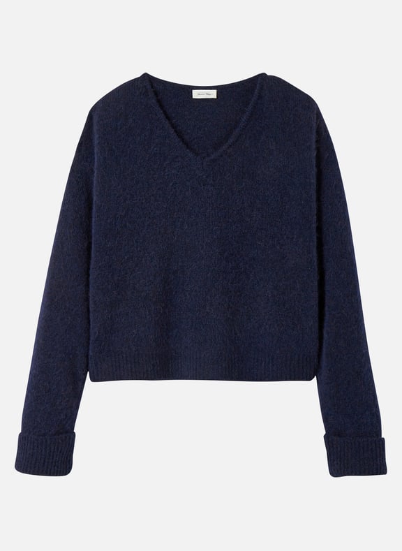 Pull col v en alpaga mélangé east Bleu by AMERICAN VINTAGE AMERICAN VINTAGE Pull col v en alpaga mélangé east Bleu