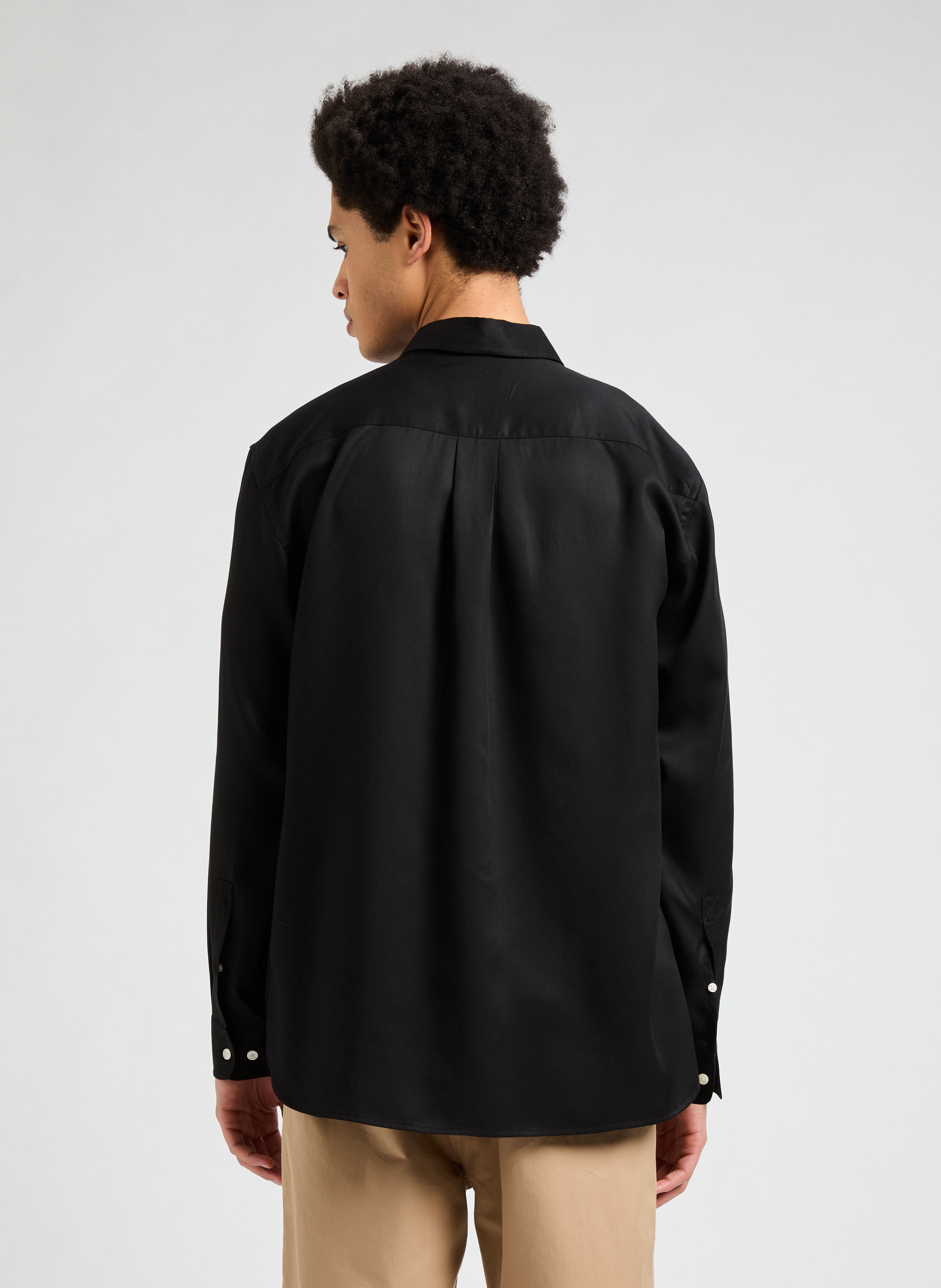 Fluid satin cotton shirt SAISON 1865 Black