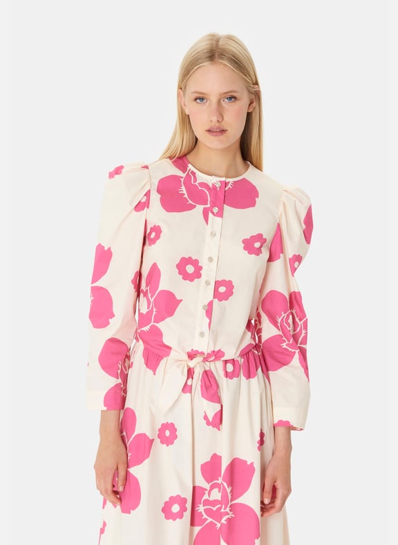 Chemise courte fleurs - cleo Beige by TARA JARMON TARA JARMON Chemise courte fleurs - cleo Beige