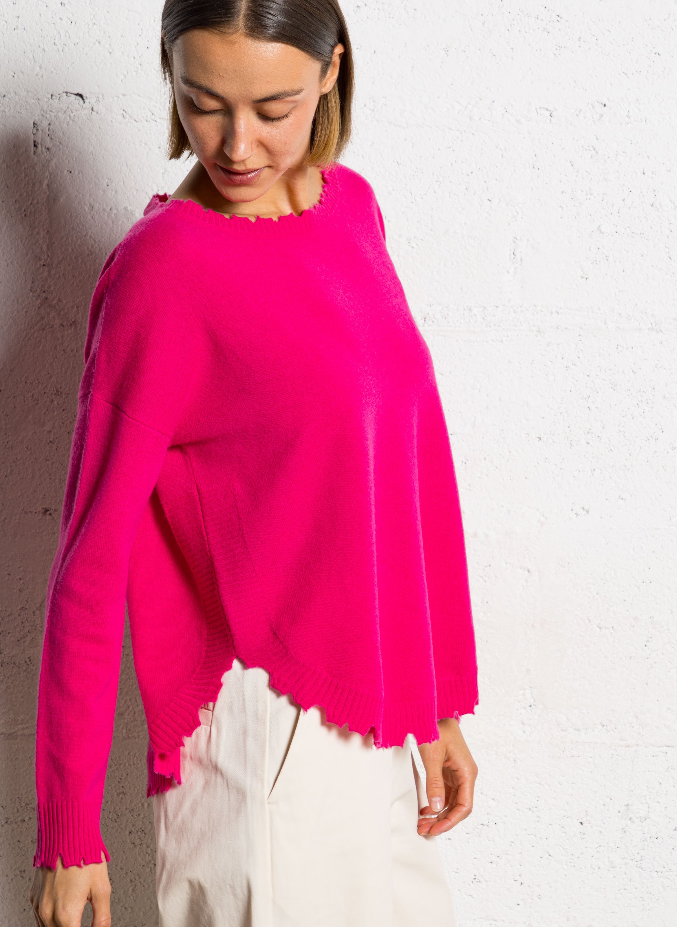 Pull oversize en cachemire maillé mela KUJTEN Rose