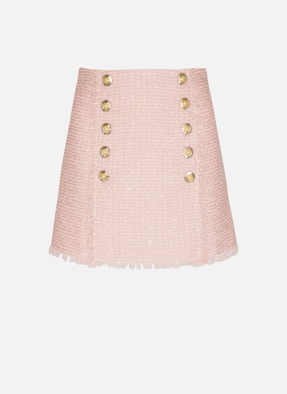 Jupe courte en tweed à sequins Rose by BALMAIN BALMAIN Jupe courte en tweed à sequins Rose