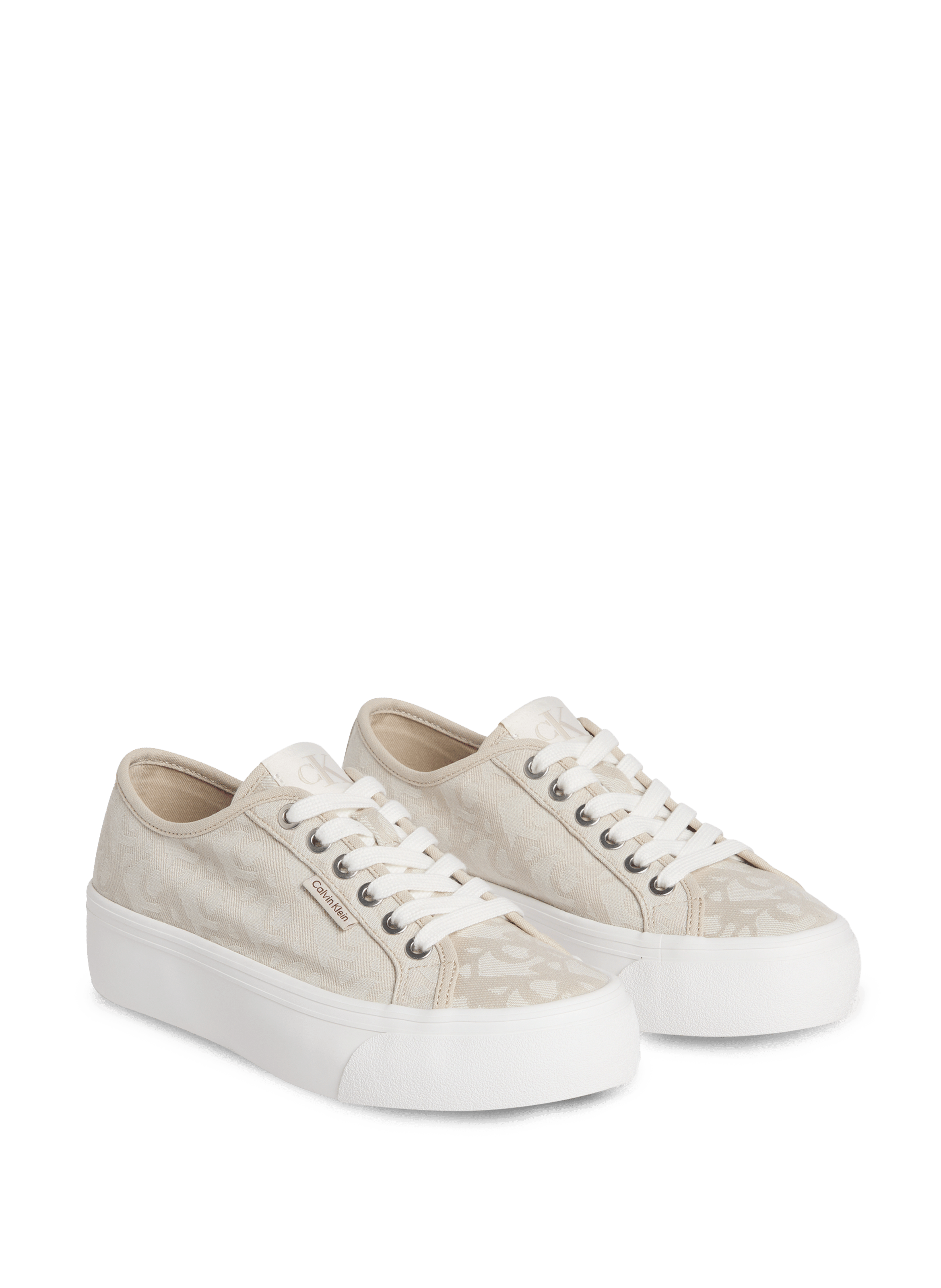 Baskets compensées avec logo Beige