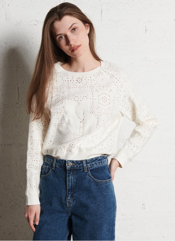 Swaet col rond en coton larson Blanc by BA&SH BA&SH Swaet col rond en coton larson Blanc