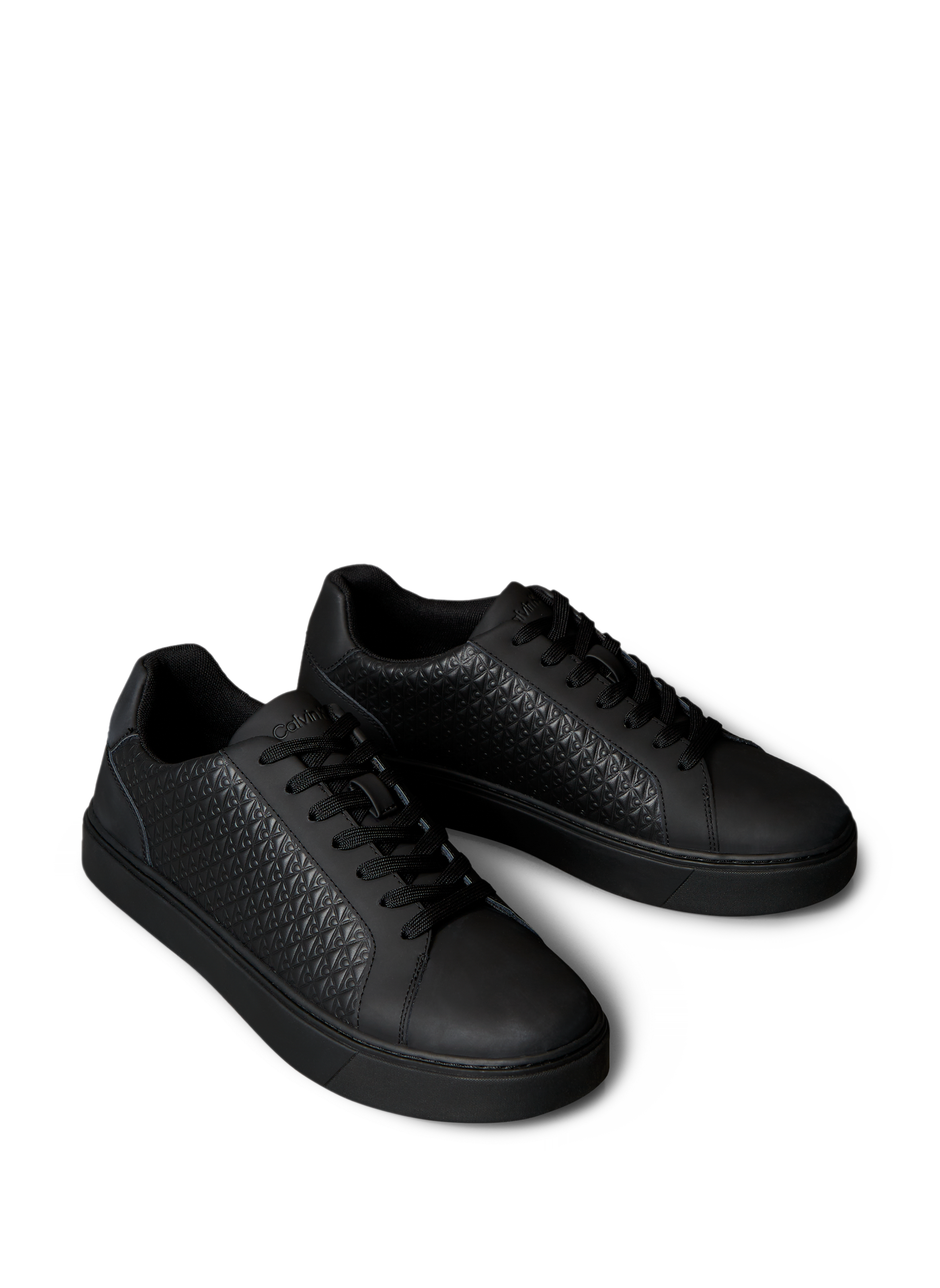 Mixed leather logo sneakers CALVIN KLEIN Black