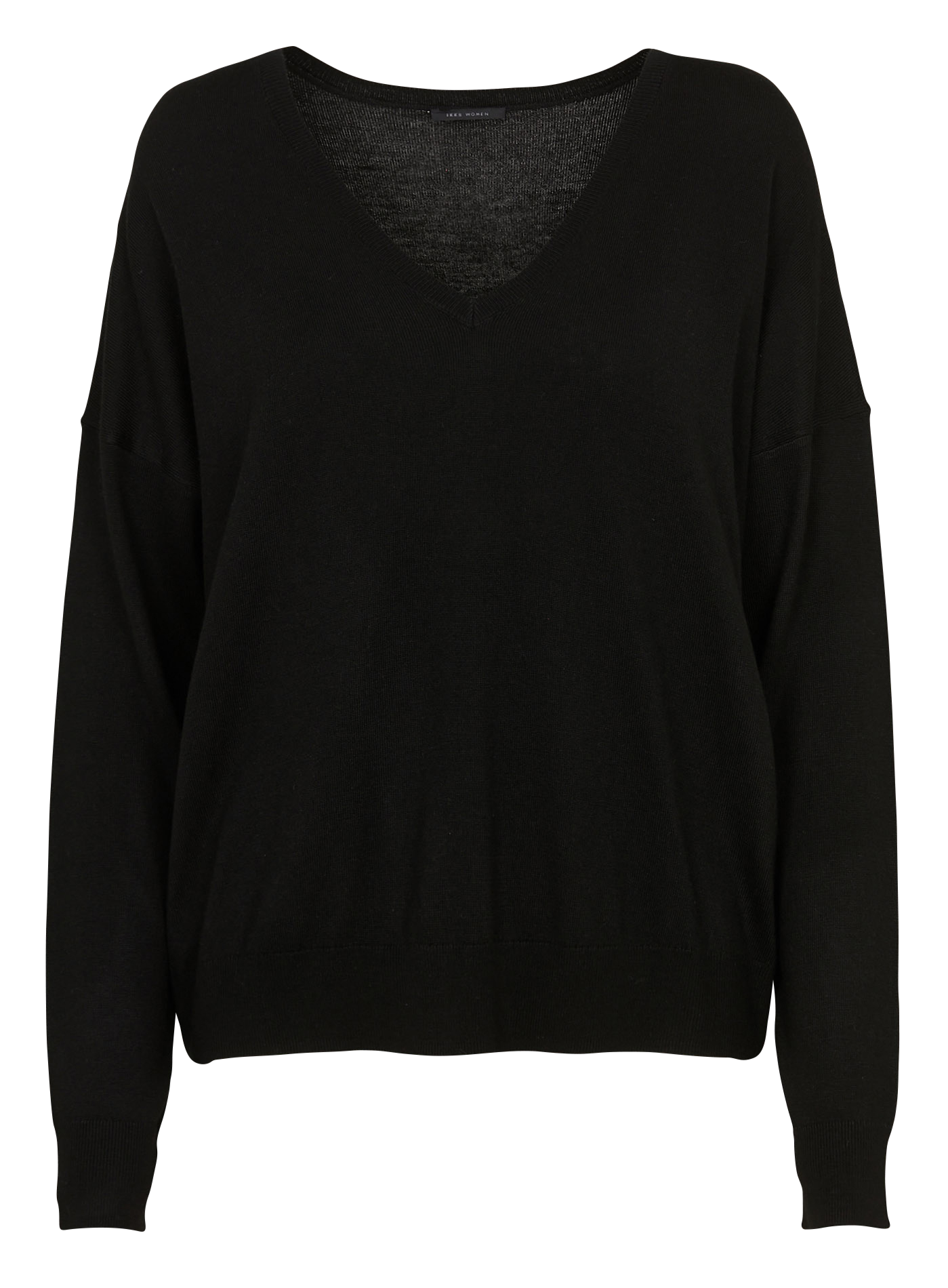 Pull droit col v en maille unie IKKS Noir