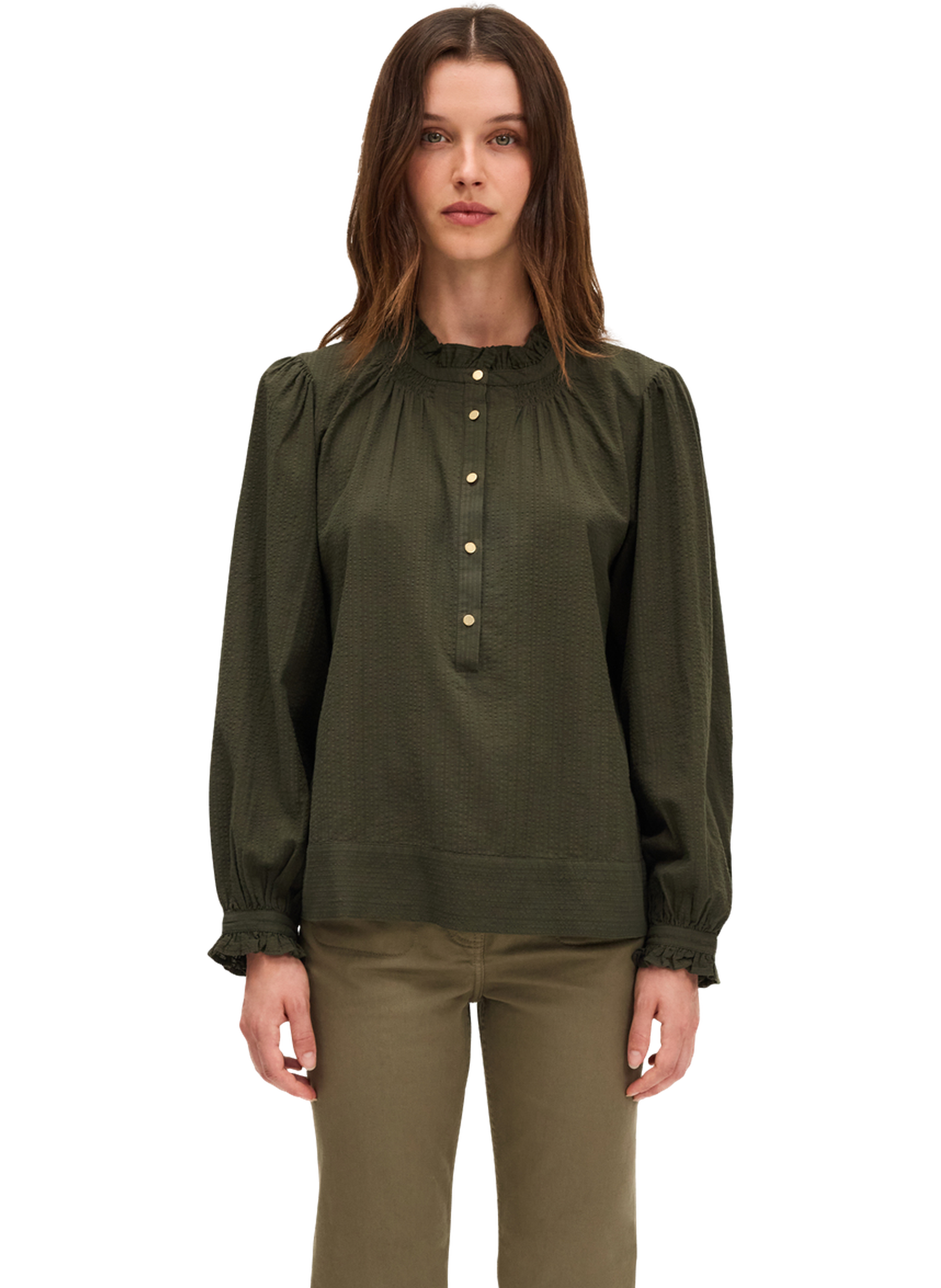 PABLO Chemise en jacquard à col montant - anissa Vert